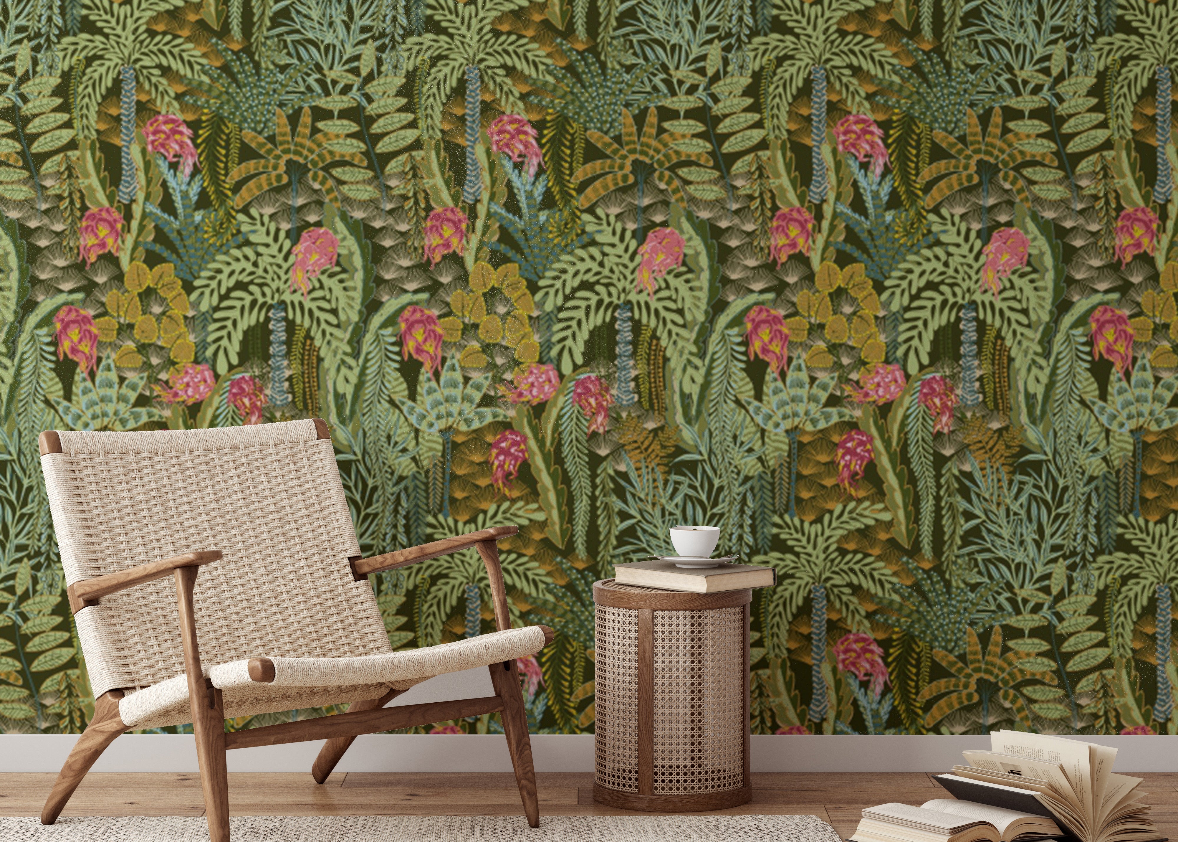 Stylish Emerald Jungle wallpaper with a dynamic, tropical vibe.
