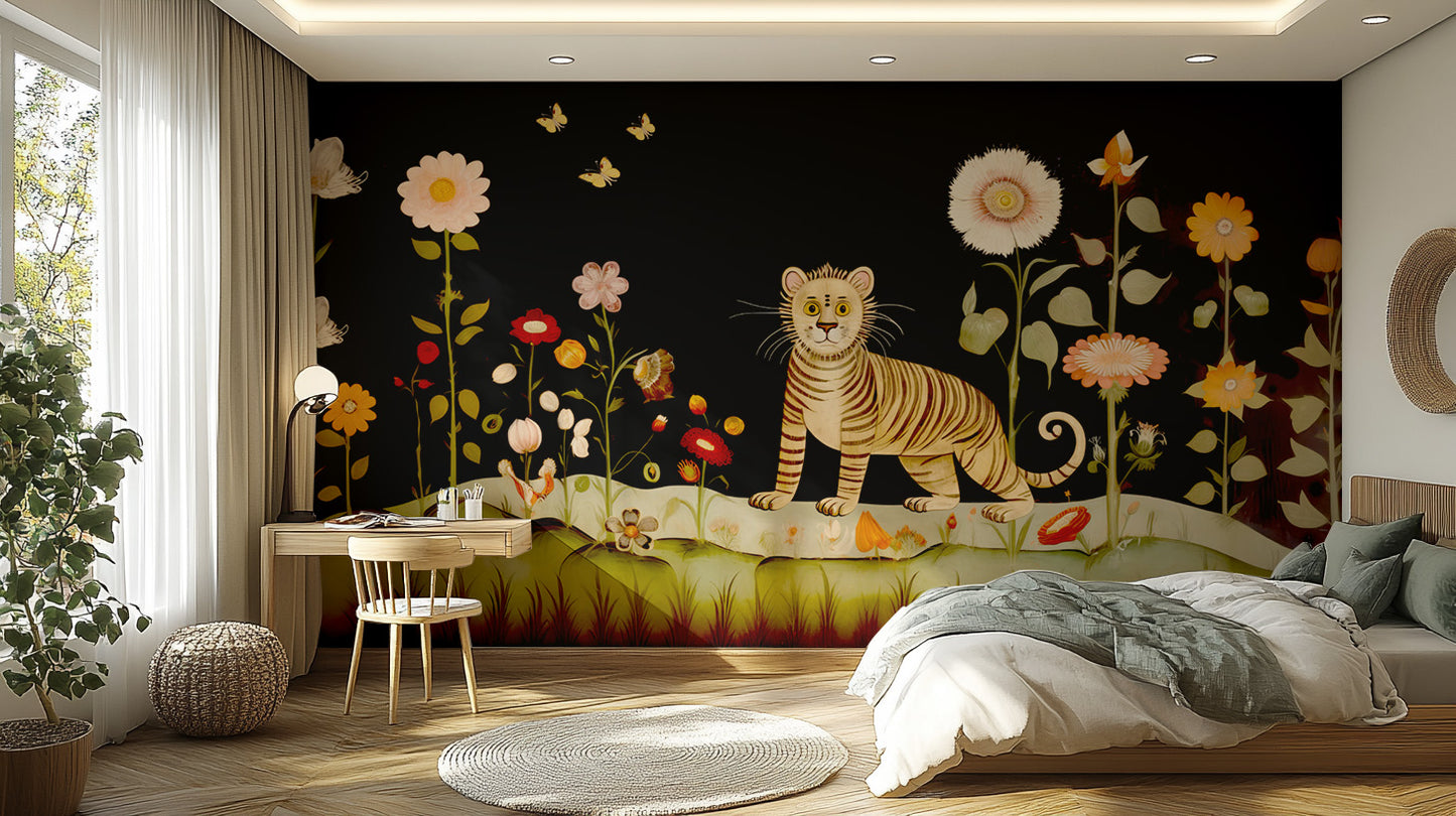 Tibetan Flower Tiger Wallpaper Murals