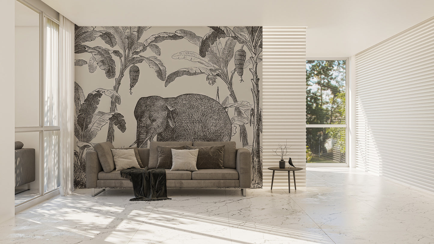 Vintage Elephant Wallpaper Mural