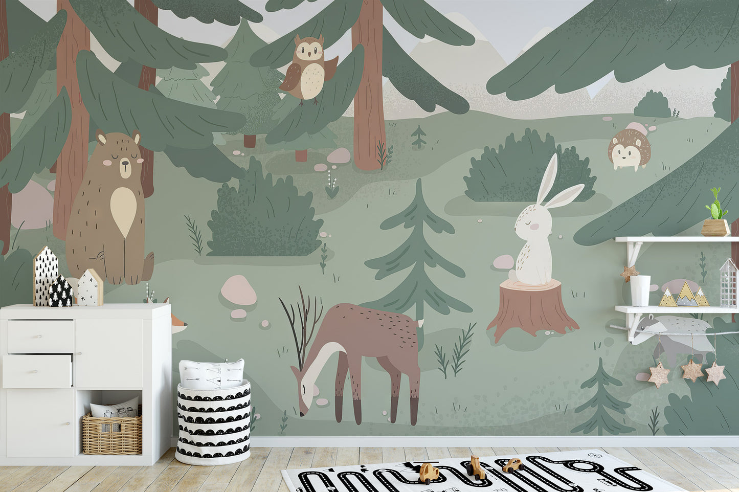 Bring storytelling to life with a forest fables kids' wallpaper.