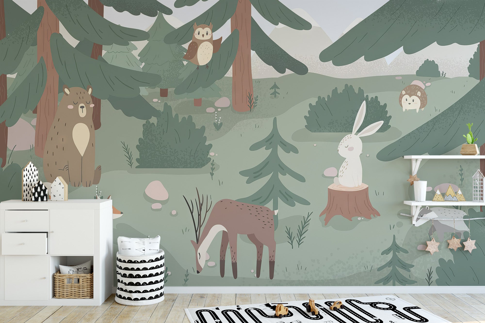 Bring storytelling to life with a forest fables kids' wallpaper.