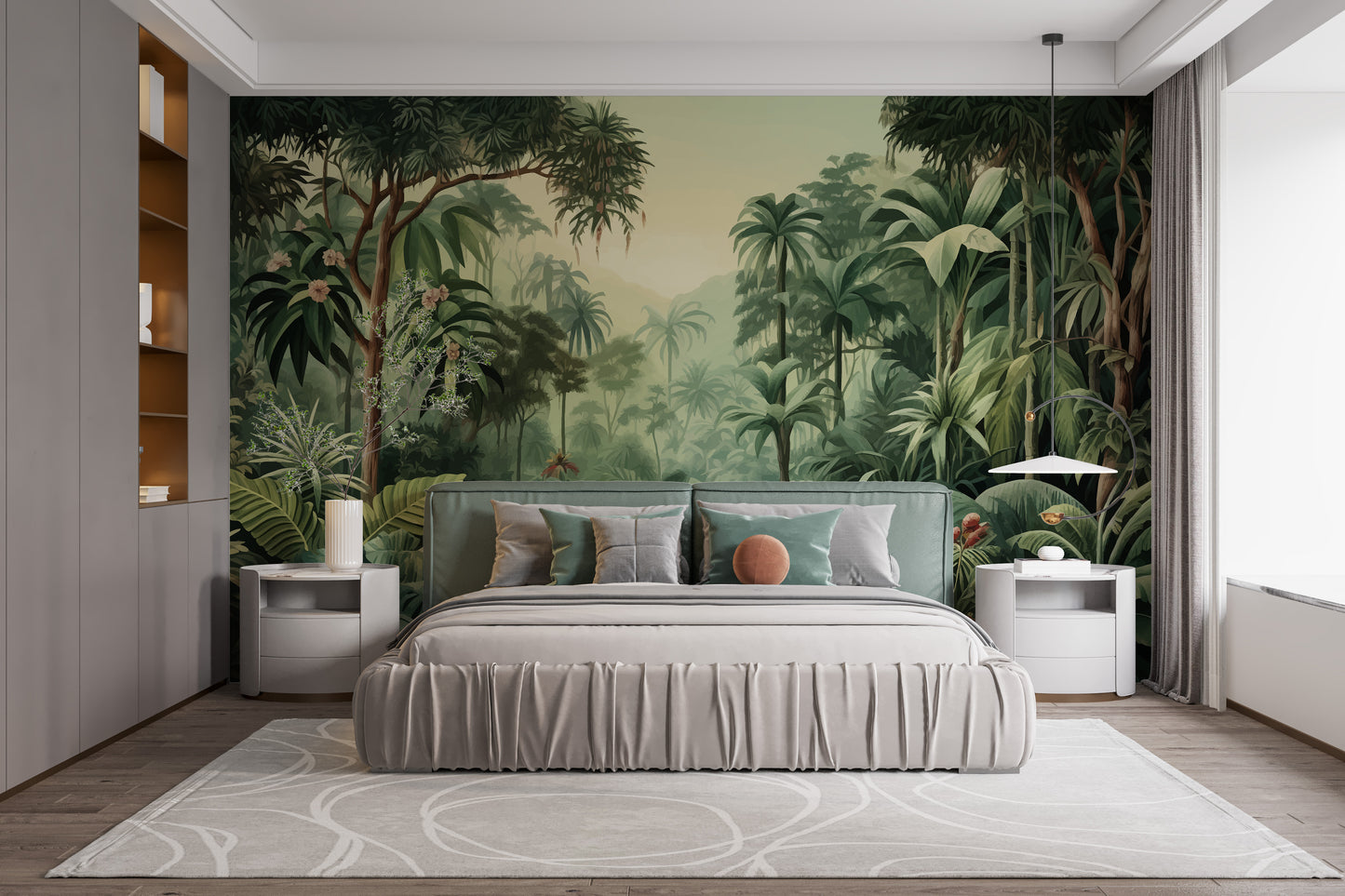 Misty Forest Colorful Tropical Scene Tree Wallpaper Mural