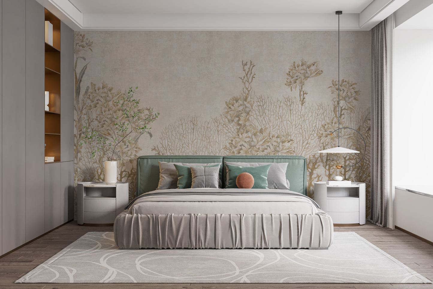 Monotone Sepia Flowers Shaded Wallpaper Murals