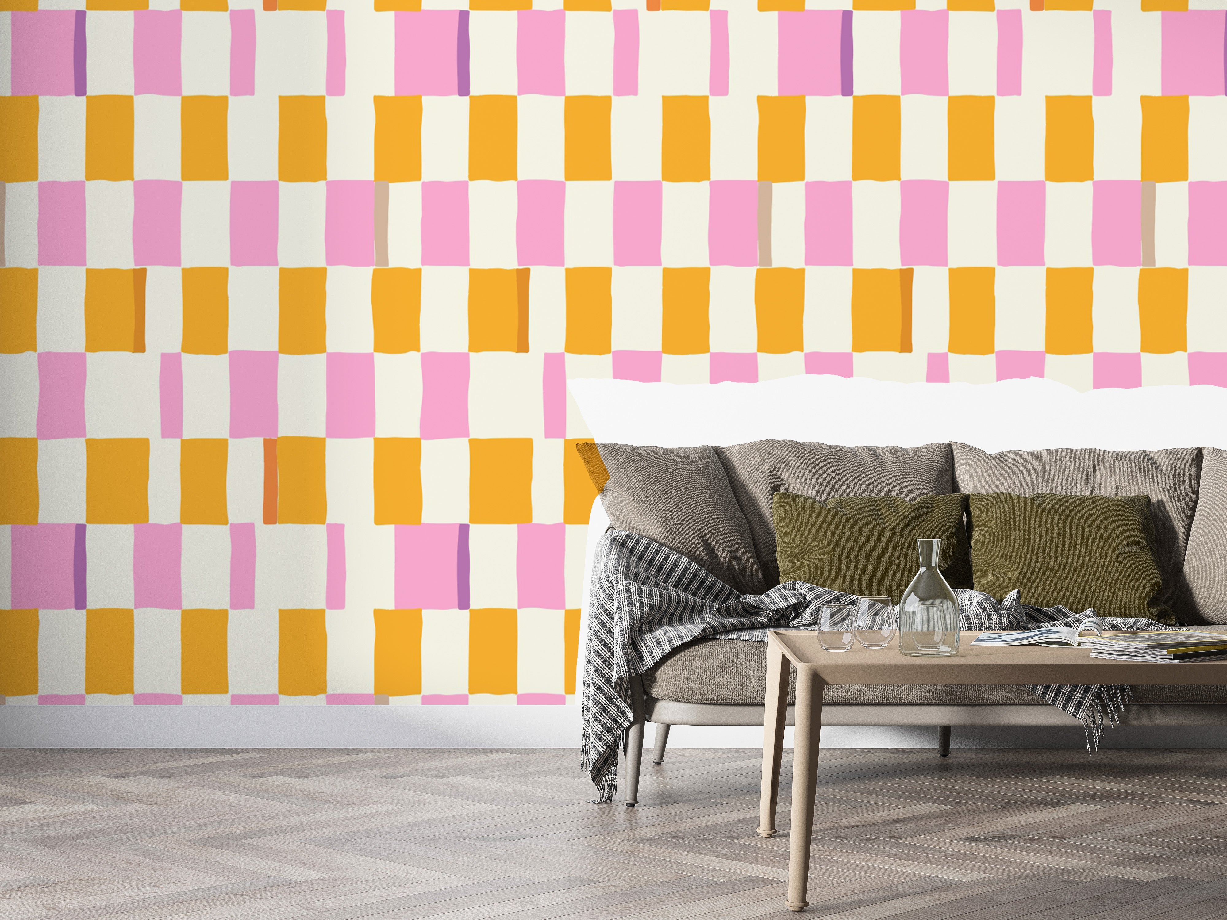 Self-adhesive Colorful Checkered wallpaper for walls