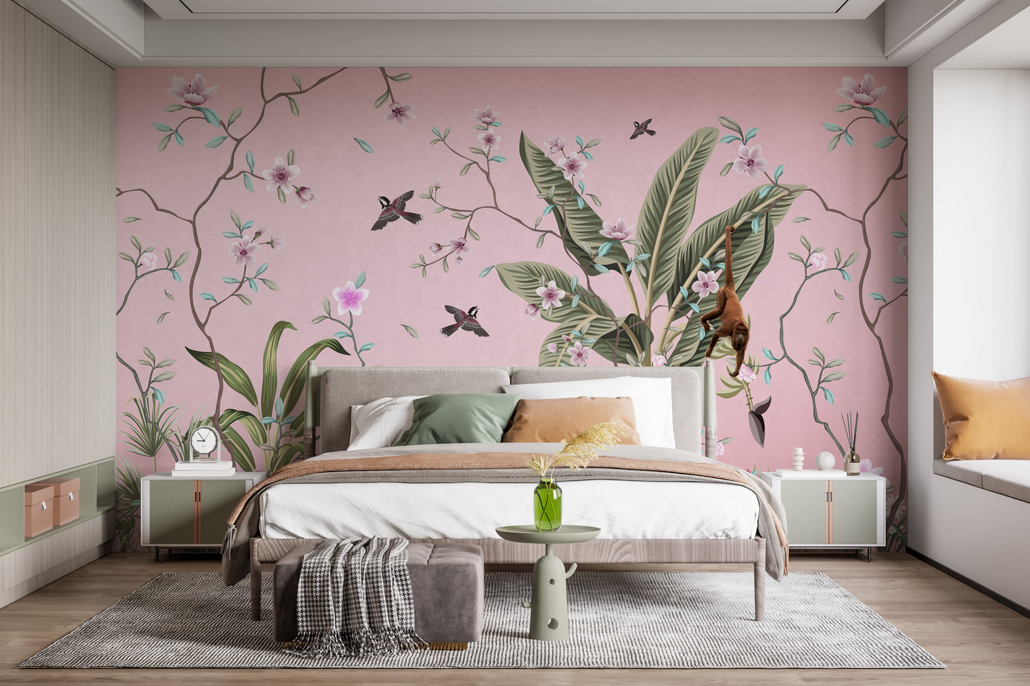 Delicate Pink Floral Wallpaper Peel and Stick
