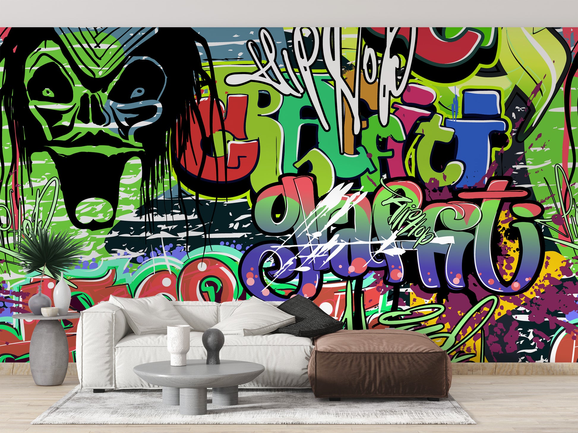 Eye-catching graffiti art wallpaper mural for modern walls.