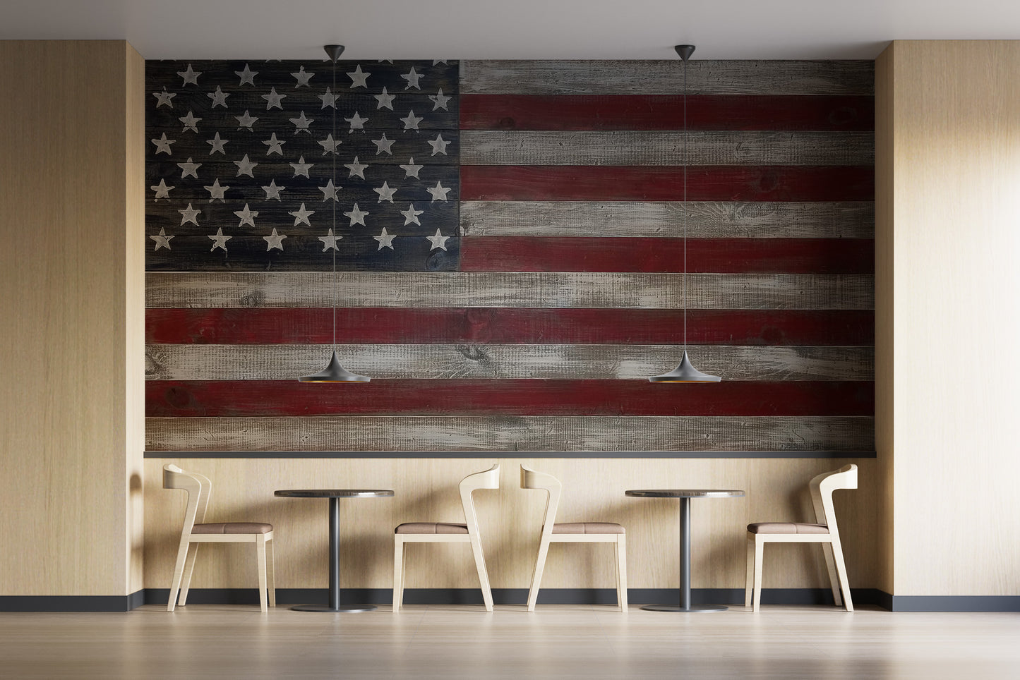 American Flag Wooden Wall Mural - Giffywalls