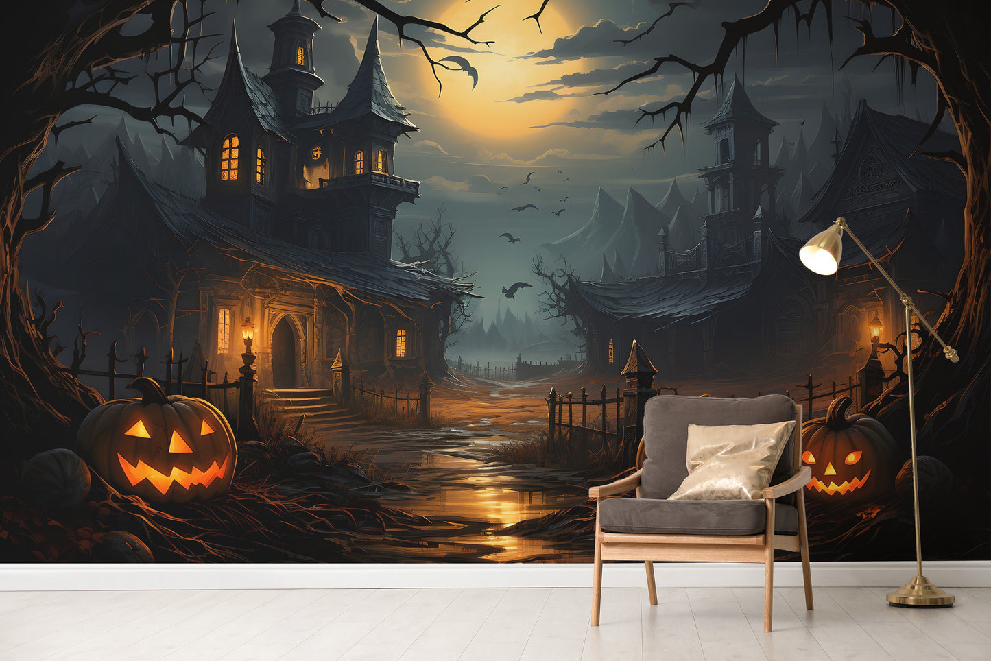 Spooky Haunted House Wallpaper Mural