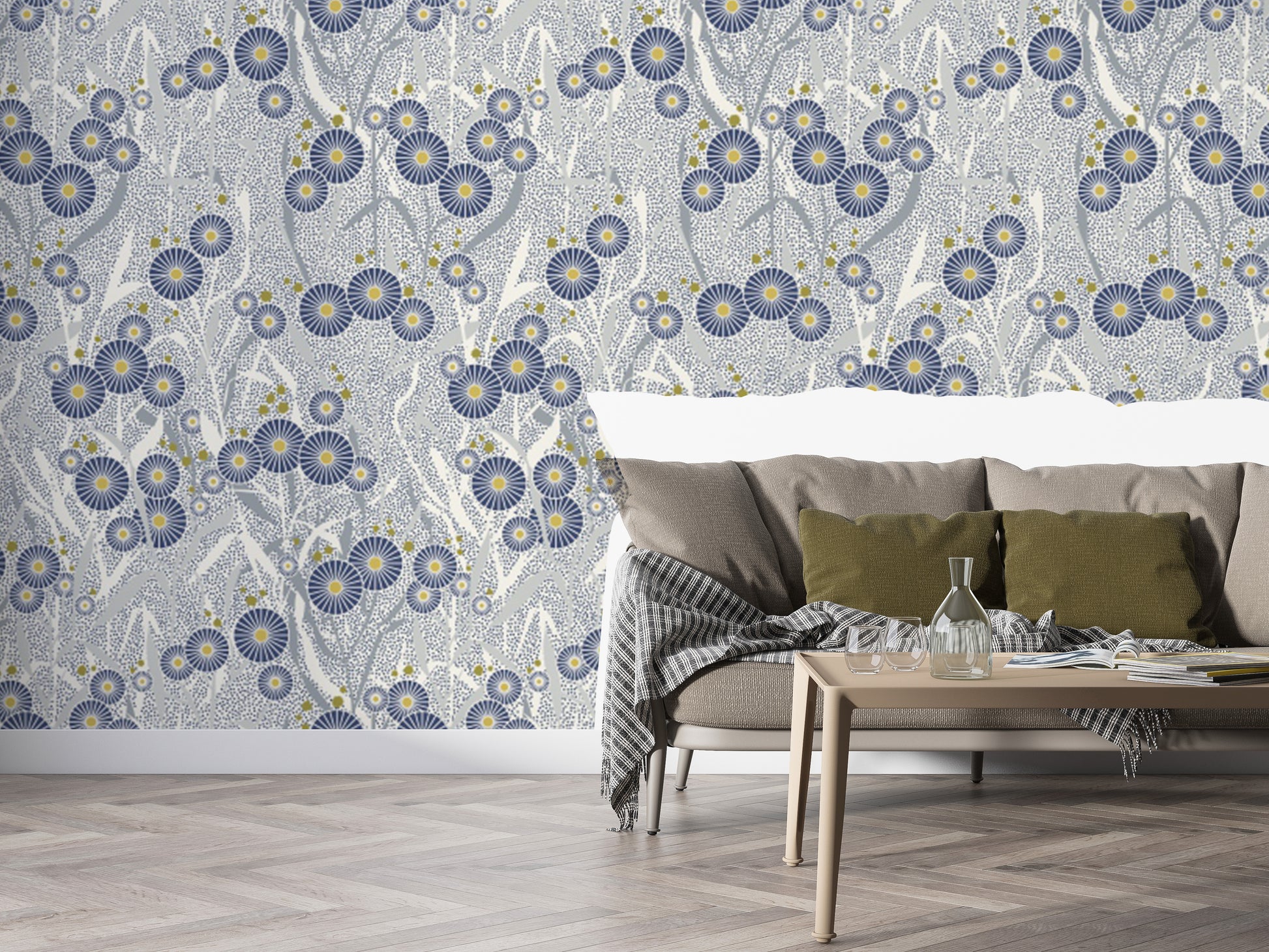 Elegant Nordic petals wallpaper for interiors