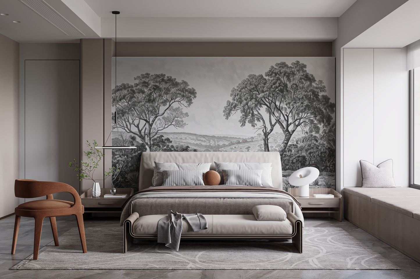 Black & White Fog Covering Trees Forest Wallpaper Mural - Giffywalls