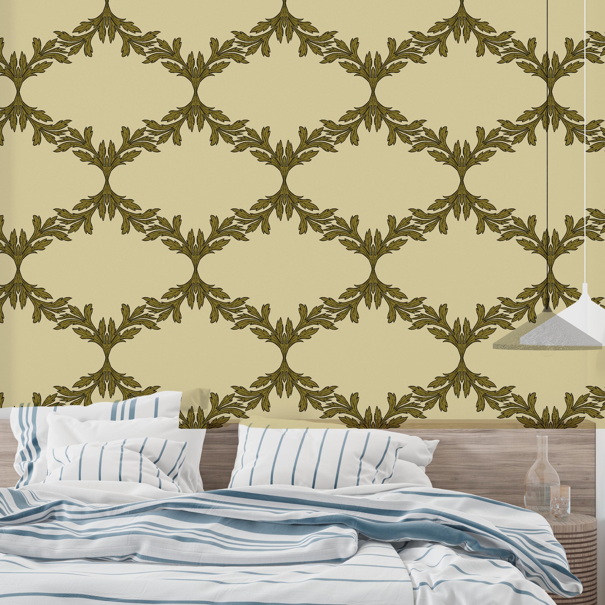 Luxurious brown leafy wallpaper for classic wall decor.