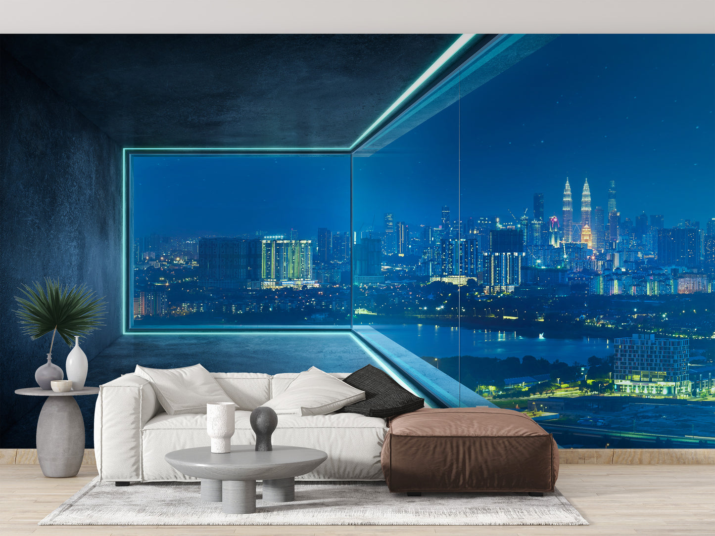 City View Loft Glass Window Wall Mural