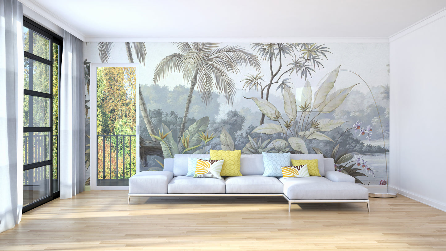 Tropical Trees Textured Wallpaper Murals