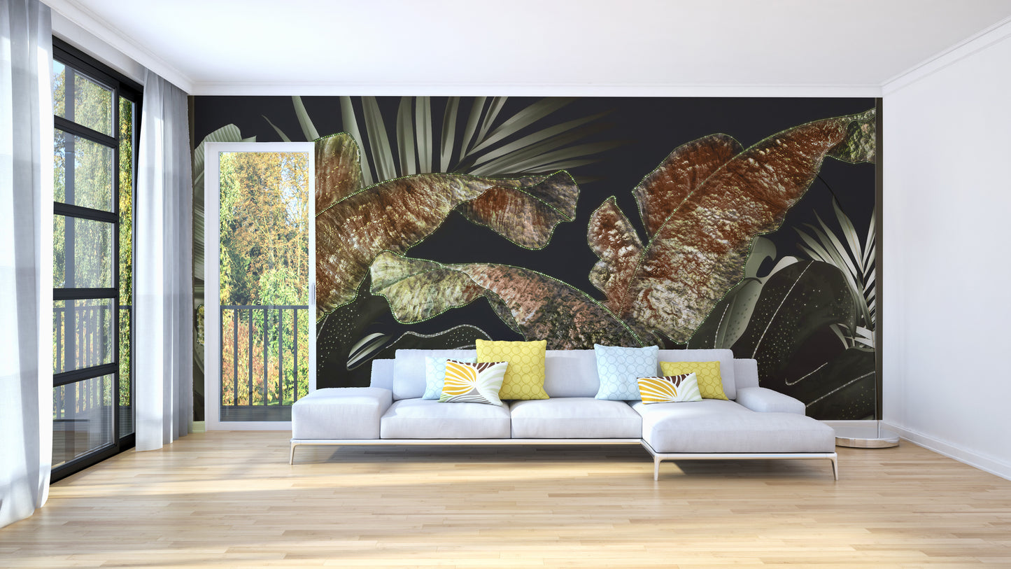 Large Tropical Leaves Wallpaper Murals - Giffywalls