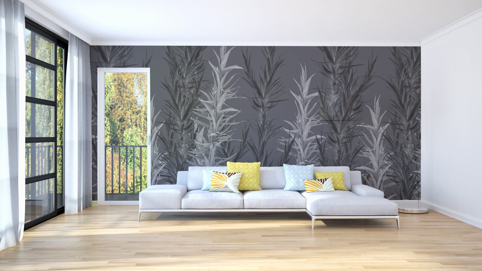 Sophisticated Grey Dracaena Mural
