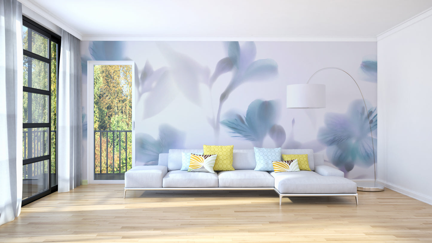 Blue Orchids Foggy Wallpaper Murals