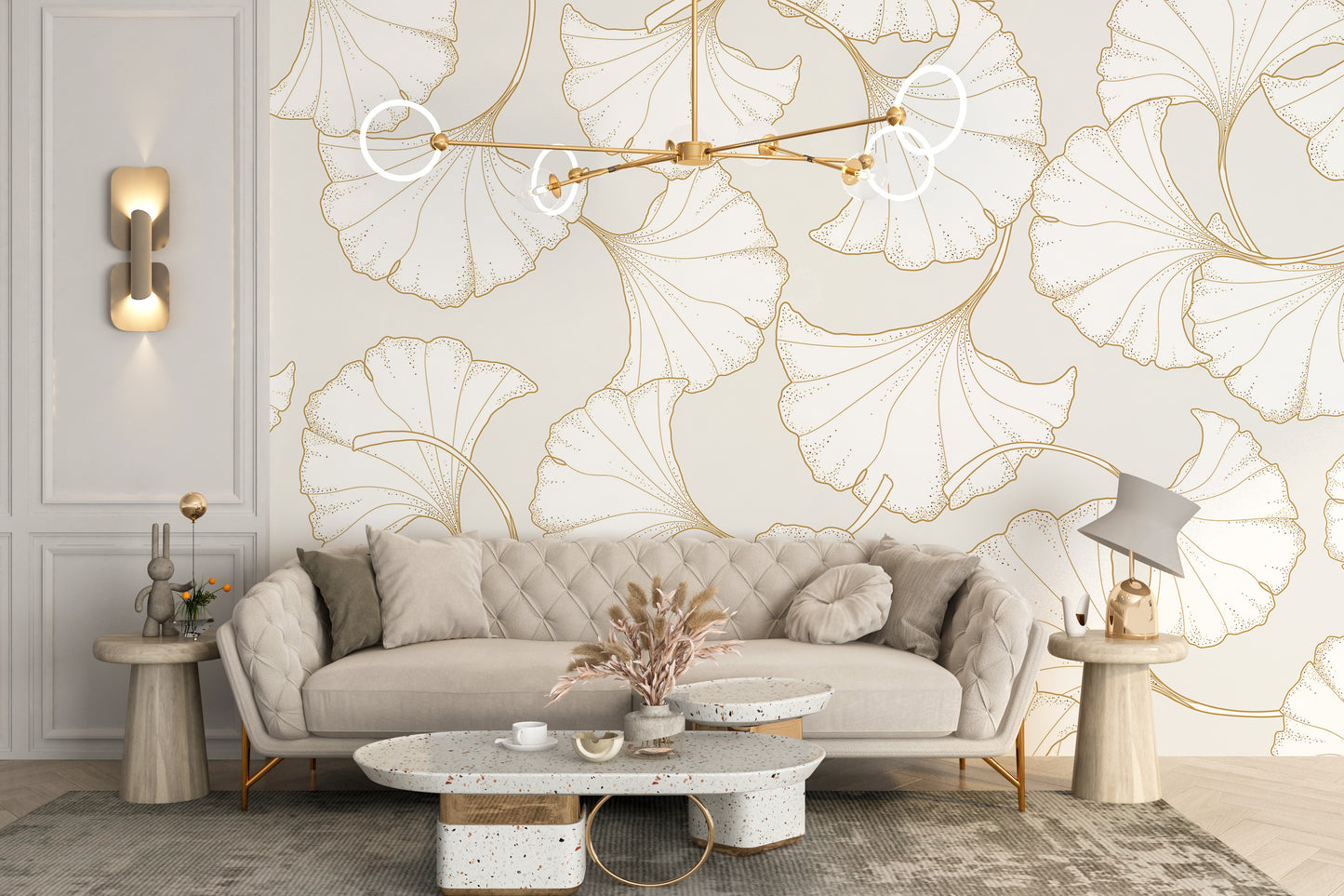 Stunning gold leaf wallpaper mural design