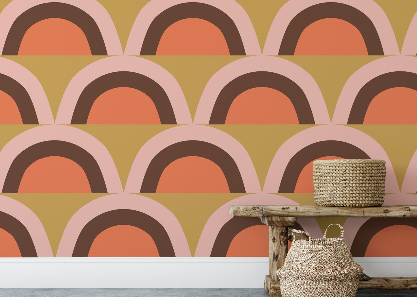 Soft apricity pink boho wallpaper design
