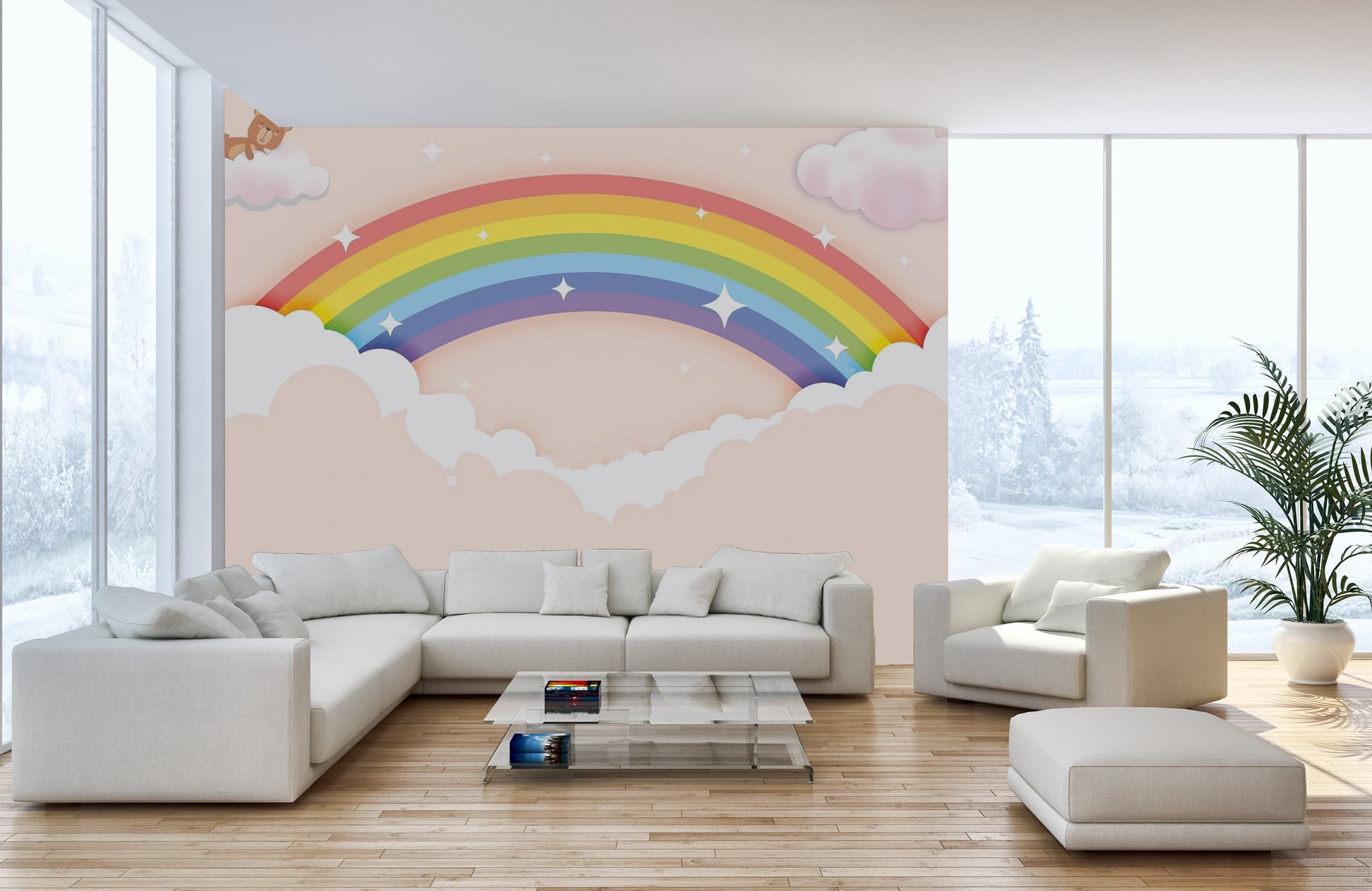 Playful Rainbow Wall Mural for Children