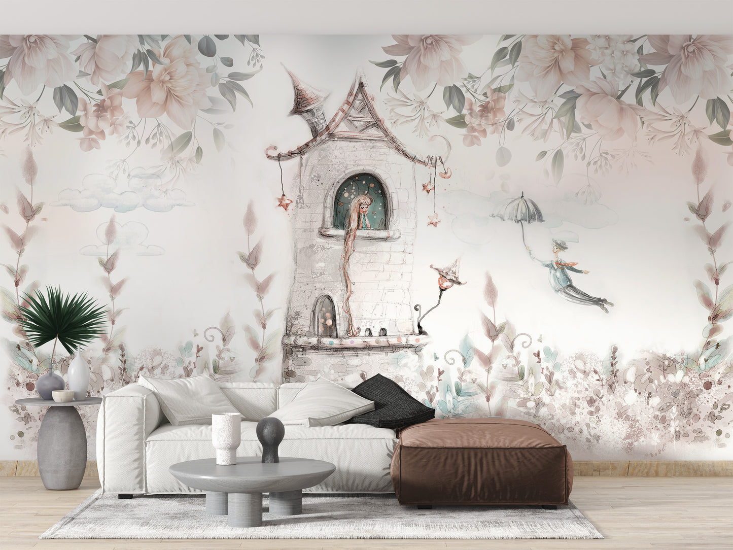 Princess Tower Floral Wallpaper Mural