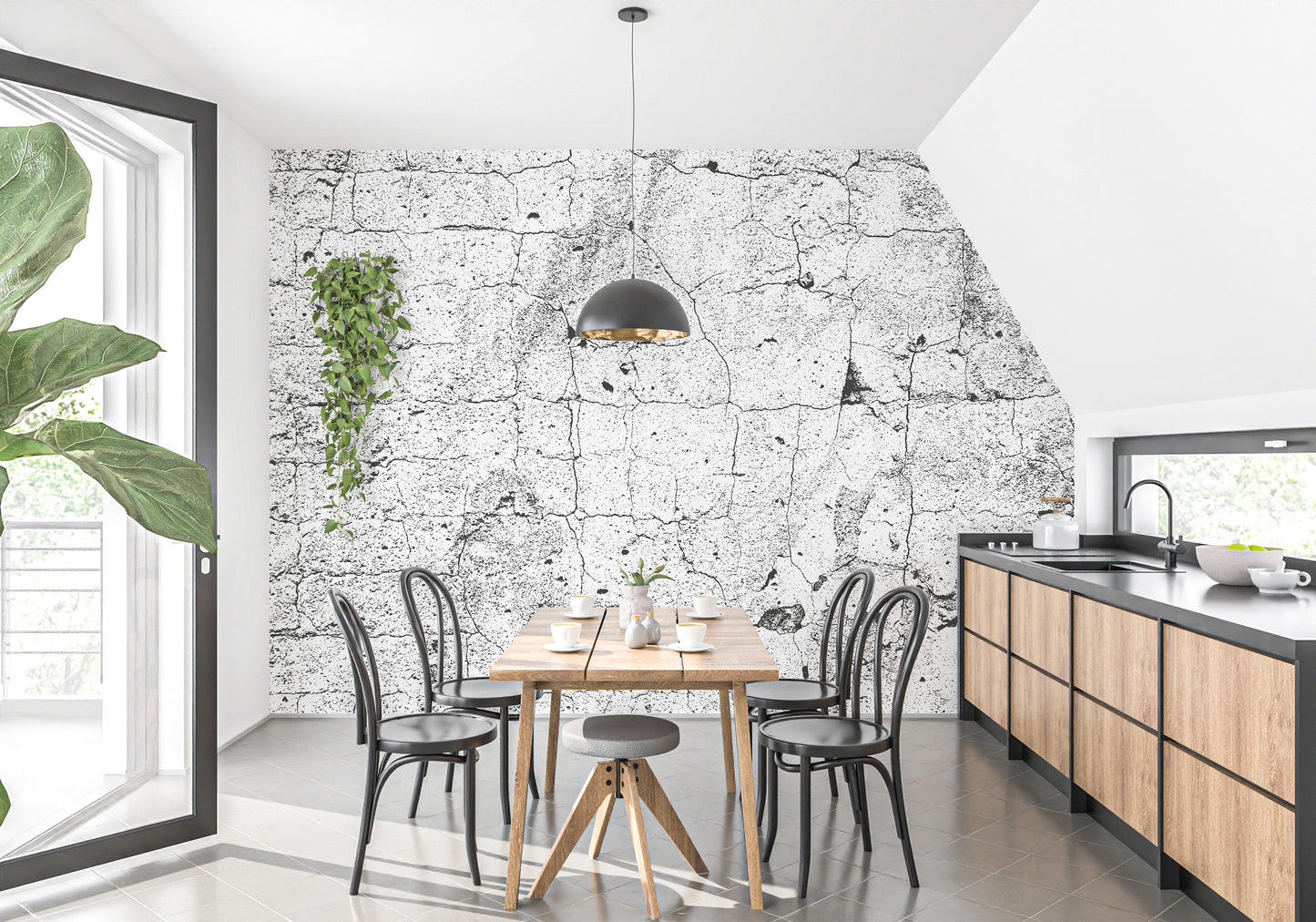 Rustic cracked concrete wallpaper for timeless charm