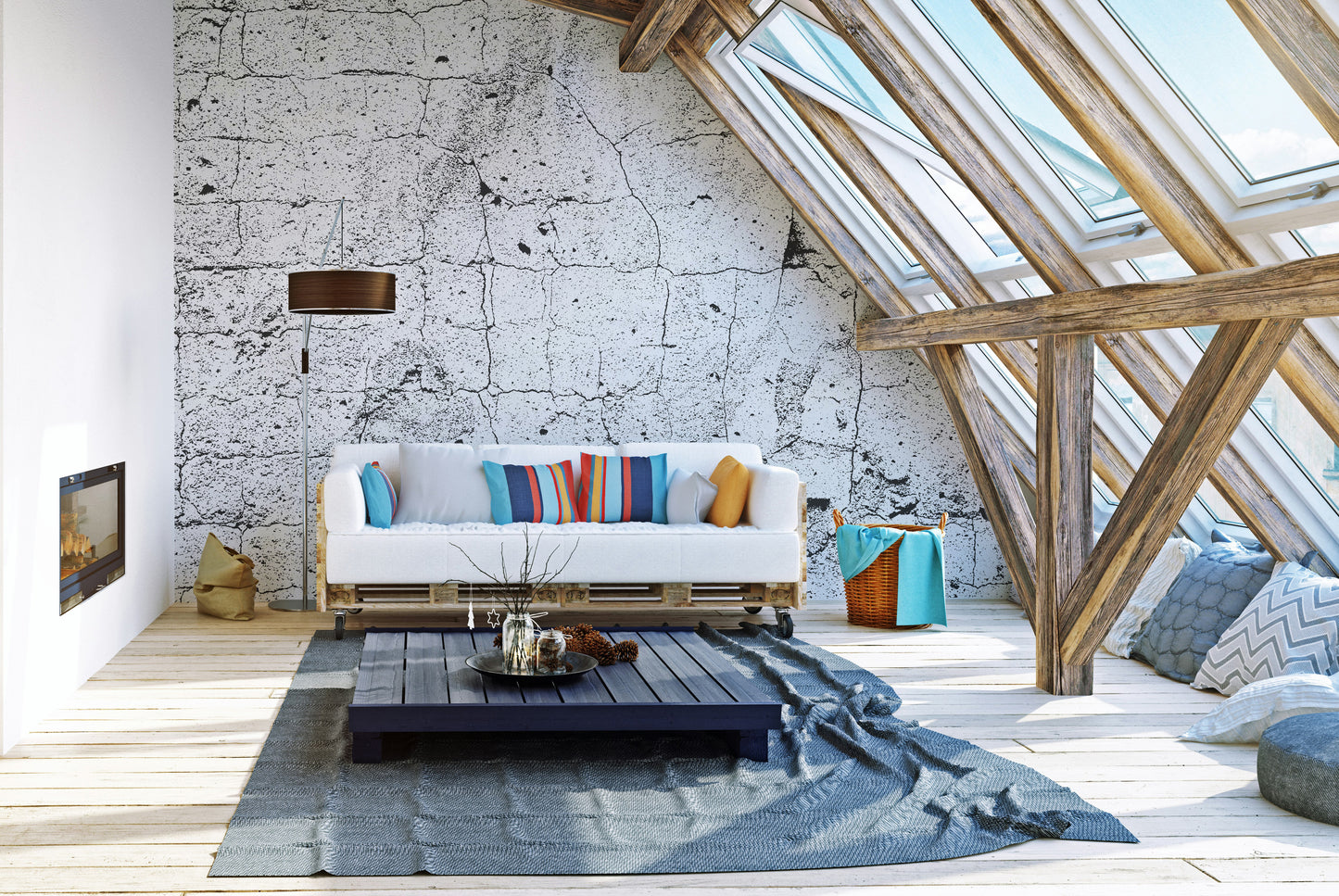 Cracked concrete wallpaper for a rustic vibe