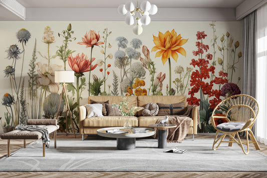 Elegant botanical wallpaper for cozy living