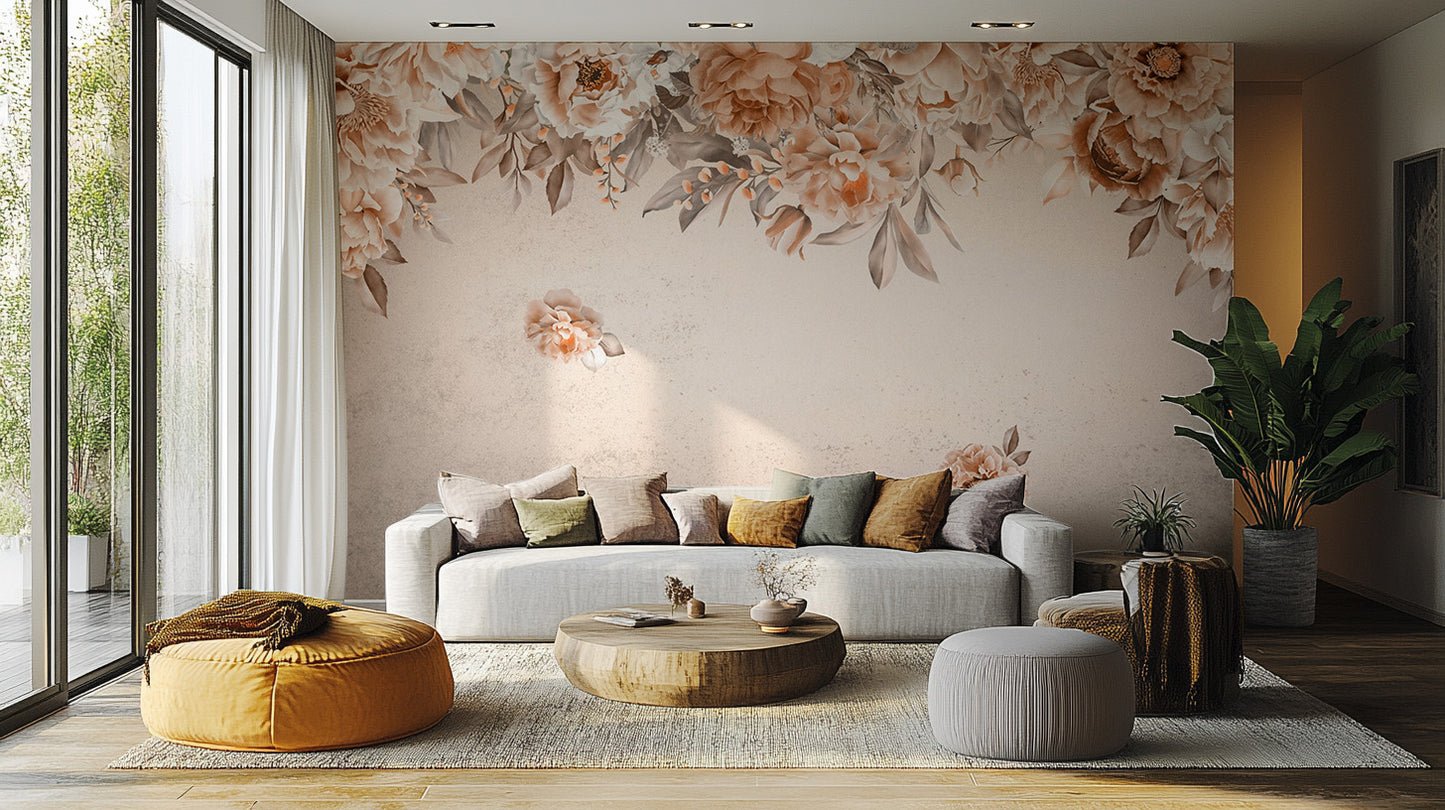 Add charm with Peach Blossom Elegance Mural