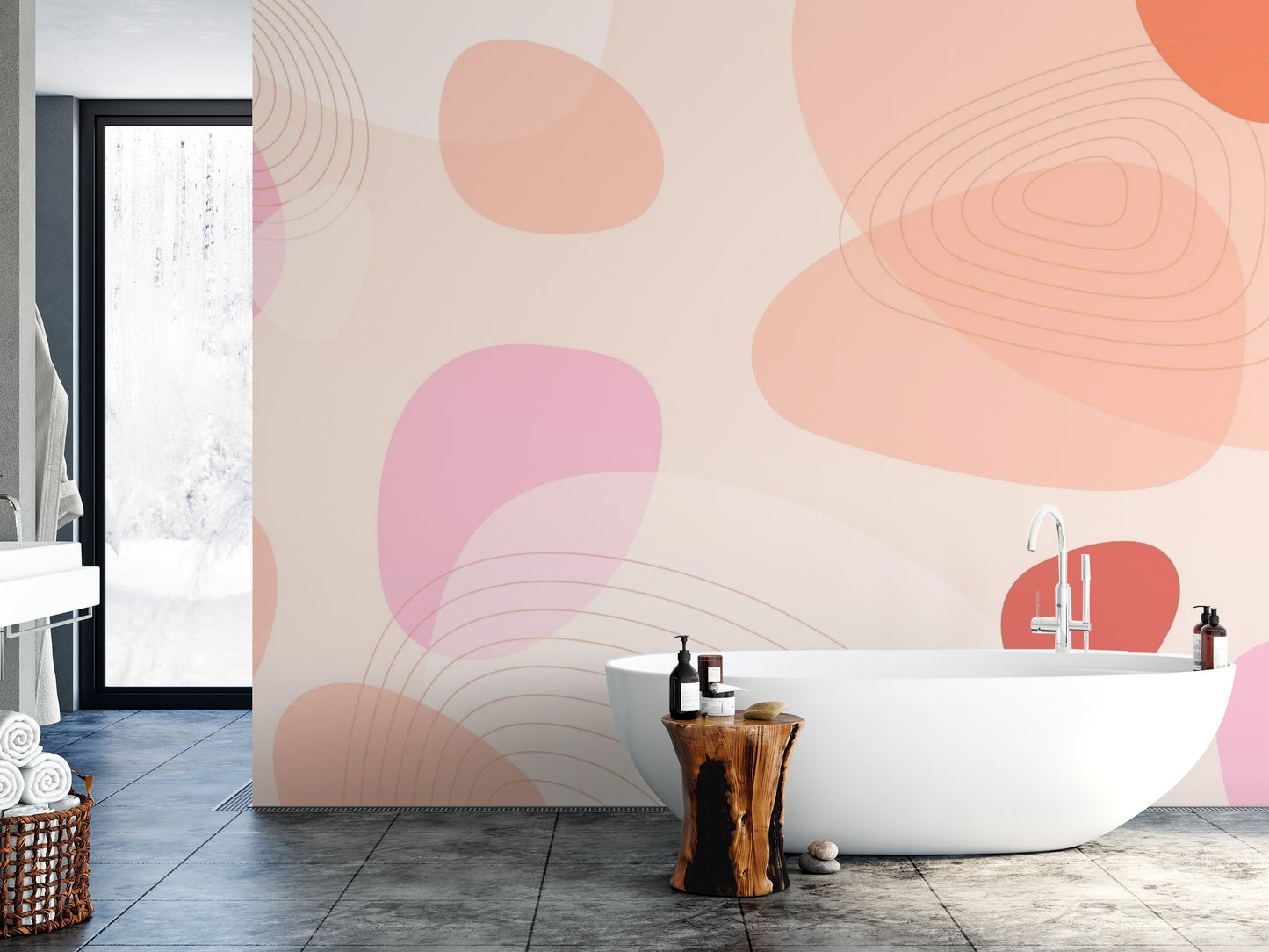 Stylish Peach Pink Wall Mural
