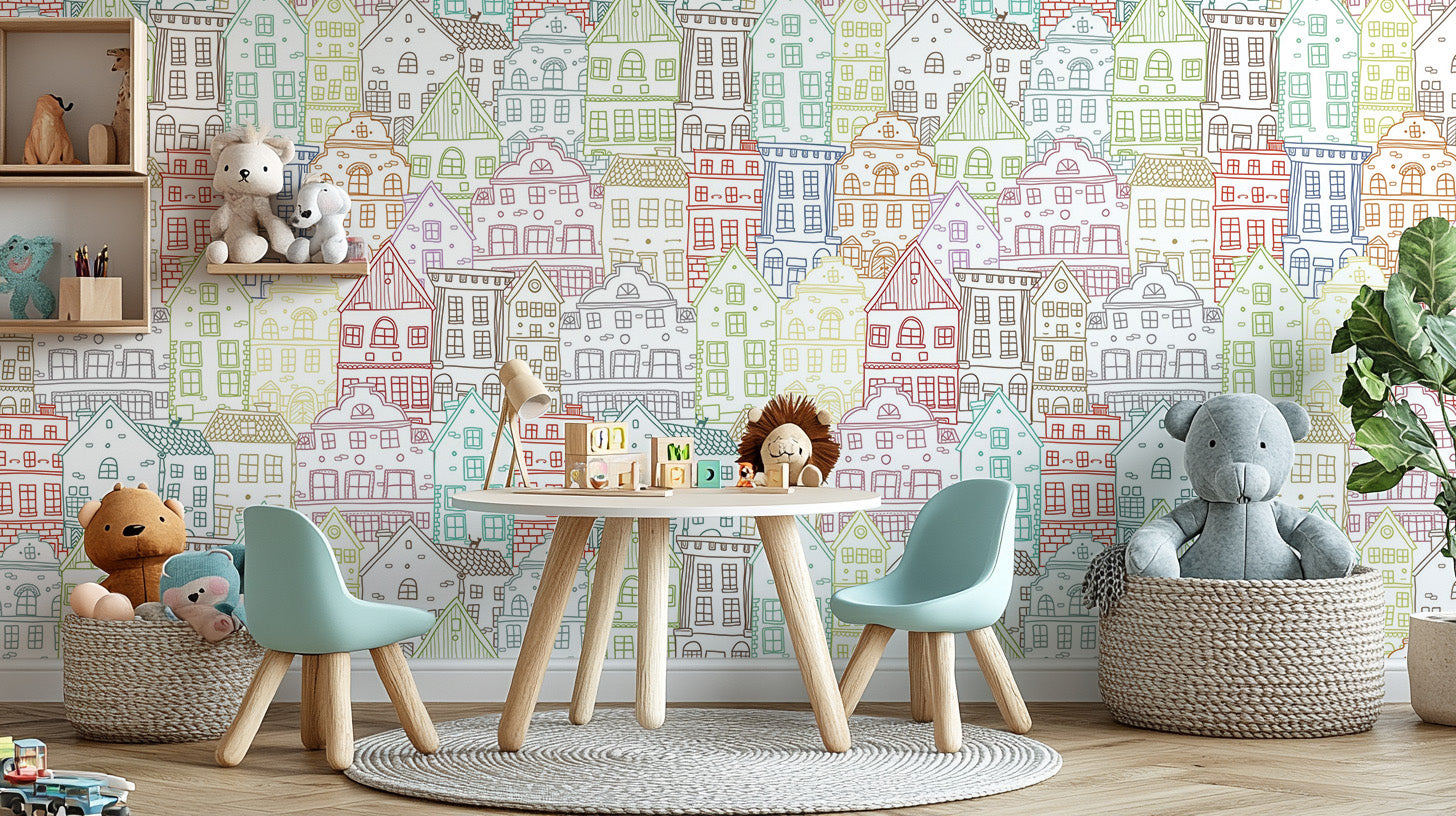 Artistic Kaleidoscope Townscape Wall Mural style