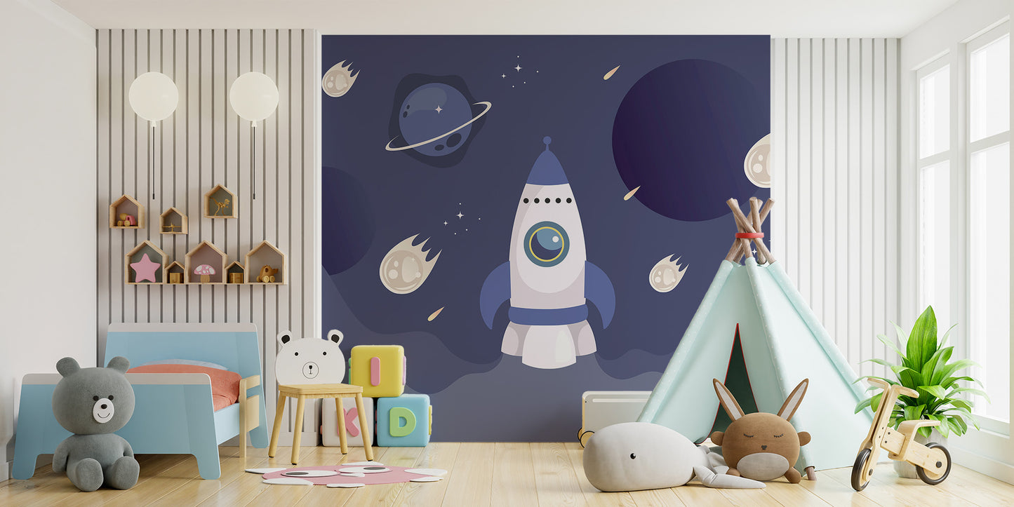 Kids Spaceship Wallpaper Mural