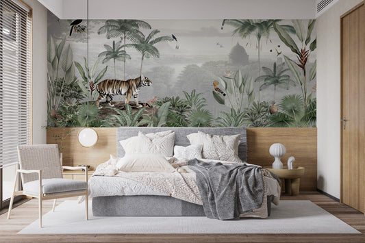 Tropical tiger wallpaper mural design