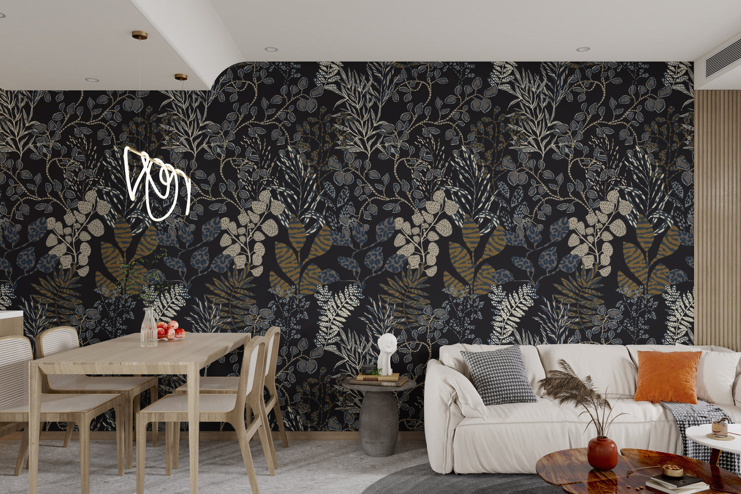 Midnight Botanical Gold Leaf Wallpaper Mural
