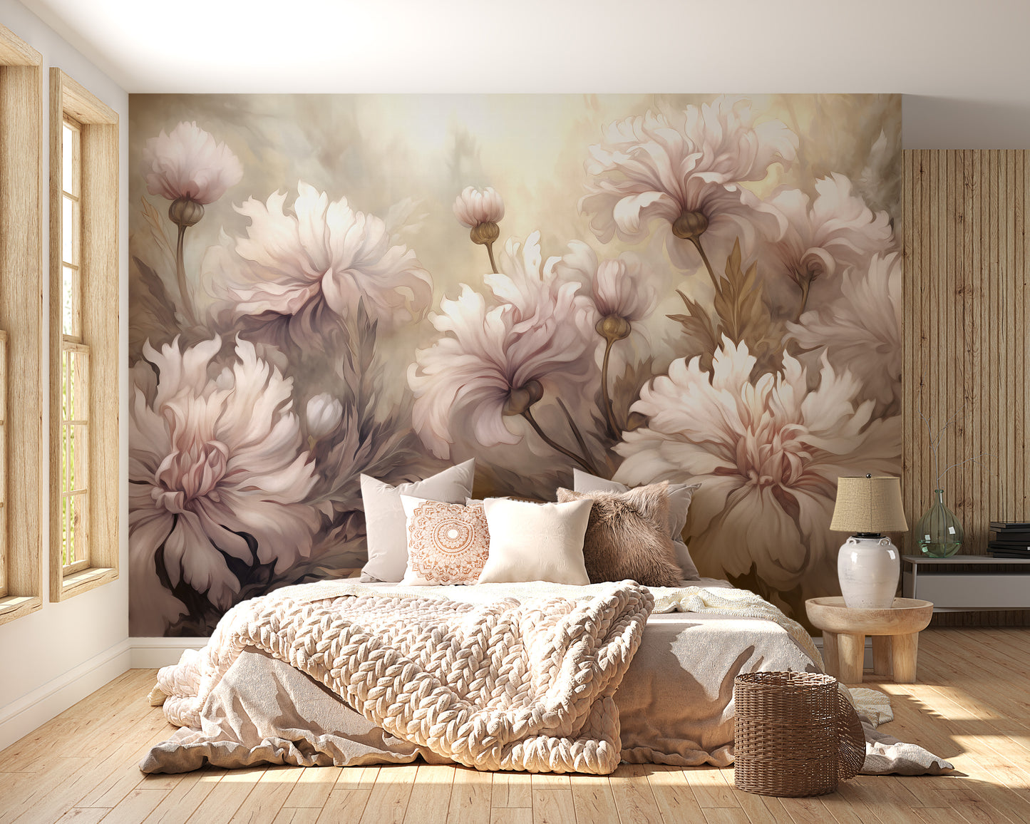 Underwater Pink Flowers Wallpaper Murals