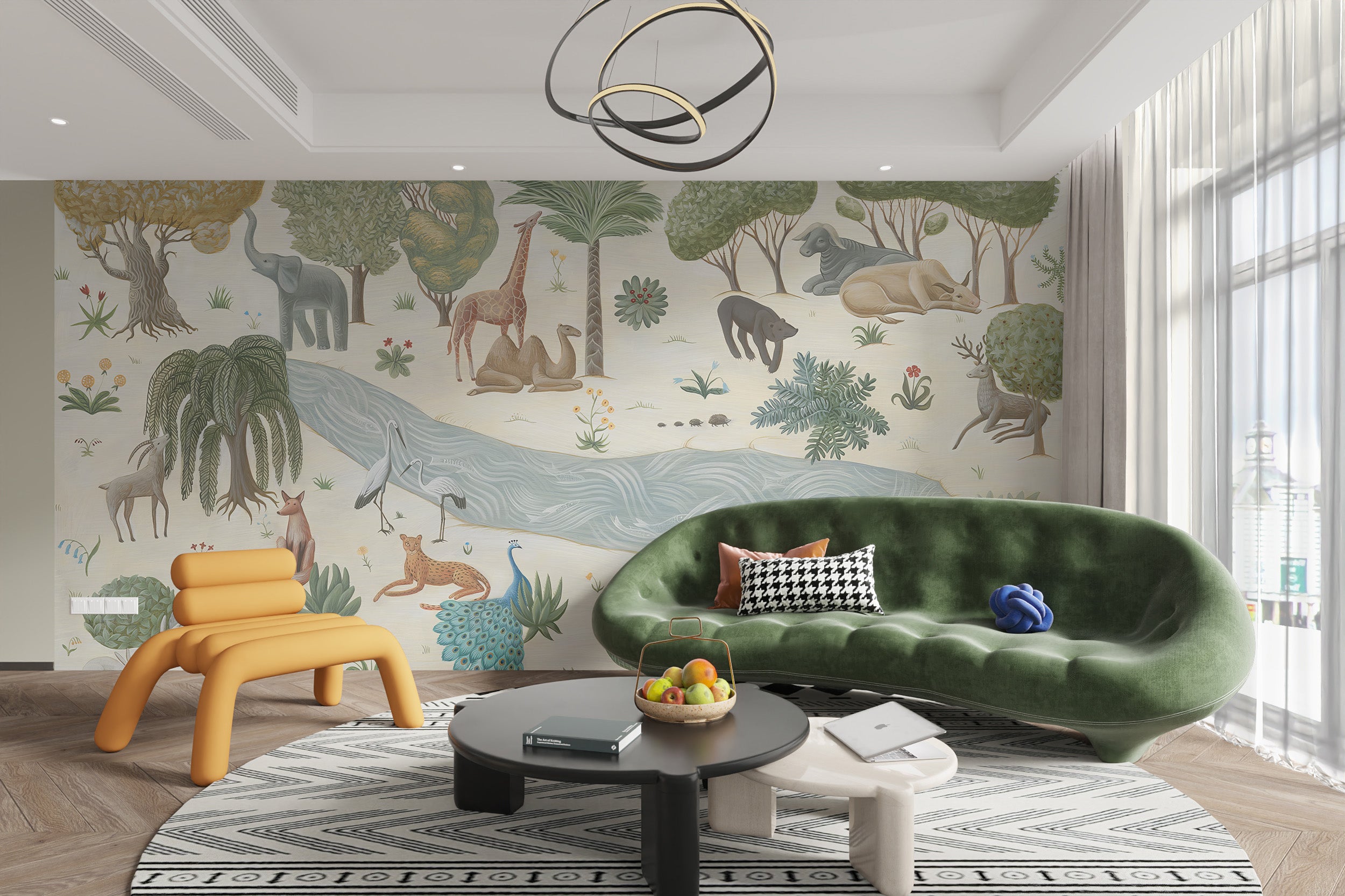 Exotic safari whispers mural for modern spaces