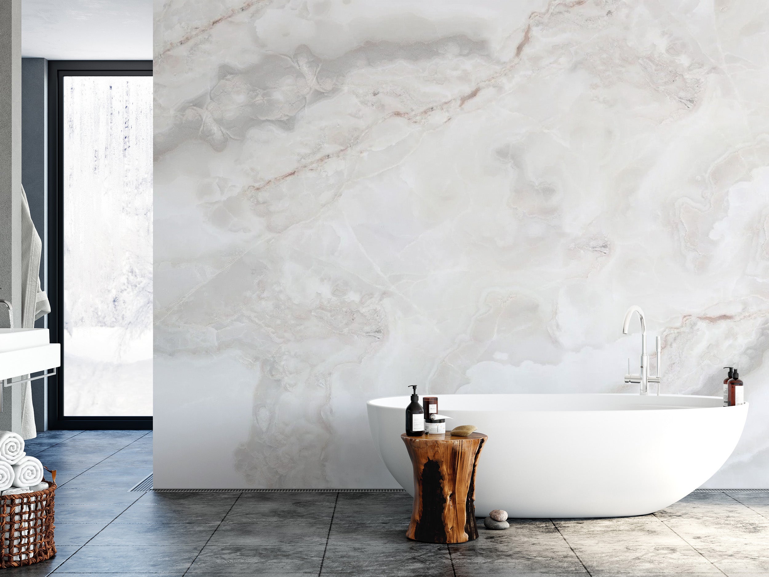 Subtle White Marble Texture Mural
