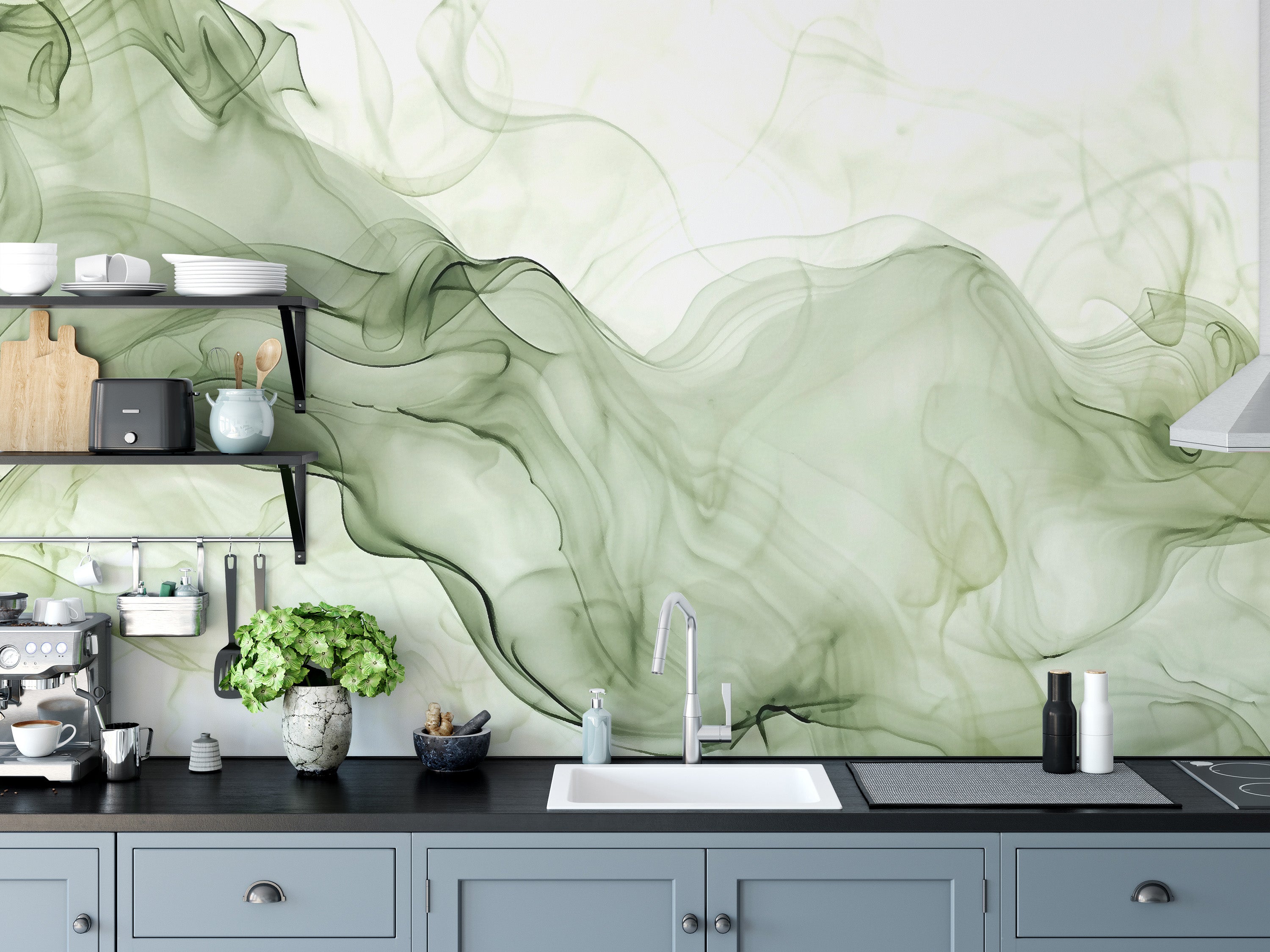 Green Watercolor Ink Wallpaper - Giffywalls