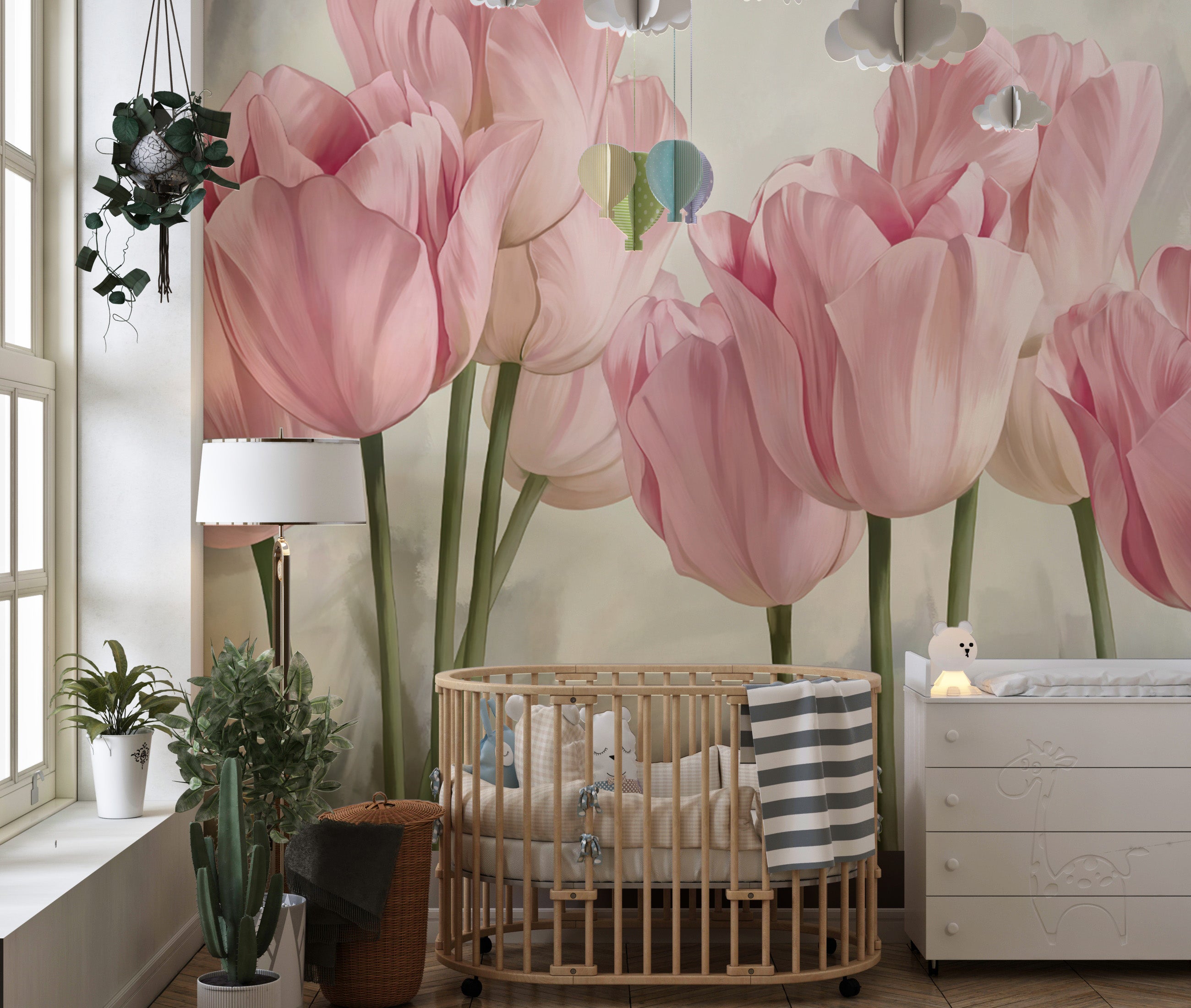 Elegant Spring Flowers Wall Design
