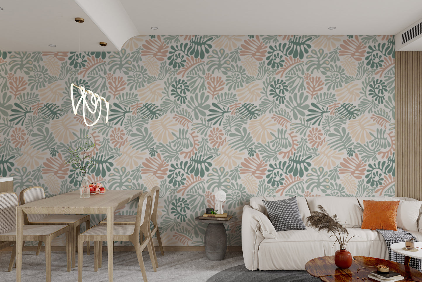 Removable wallpaper with elegant botanical design