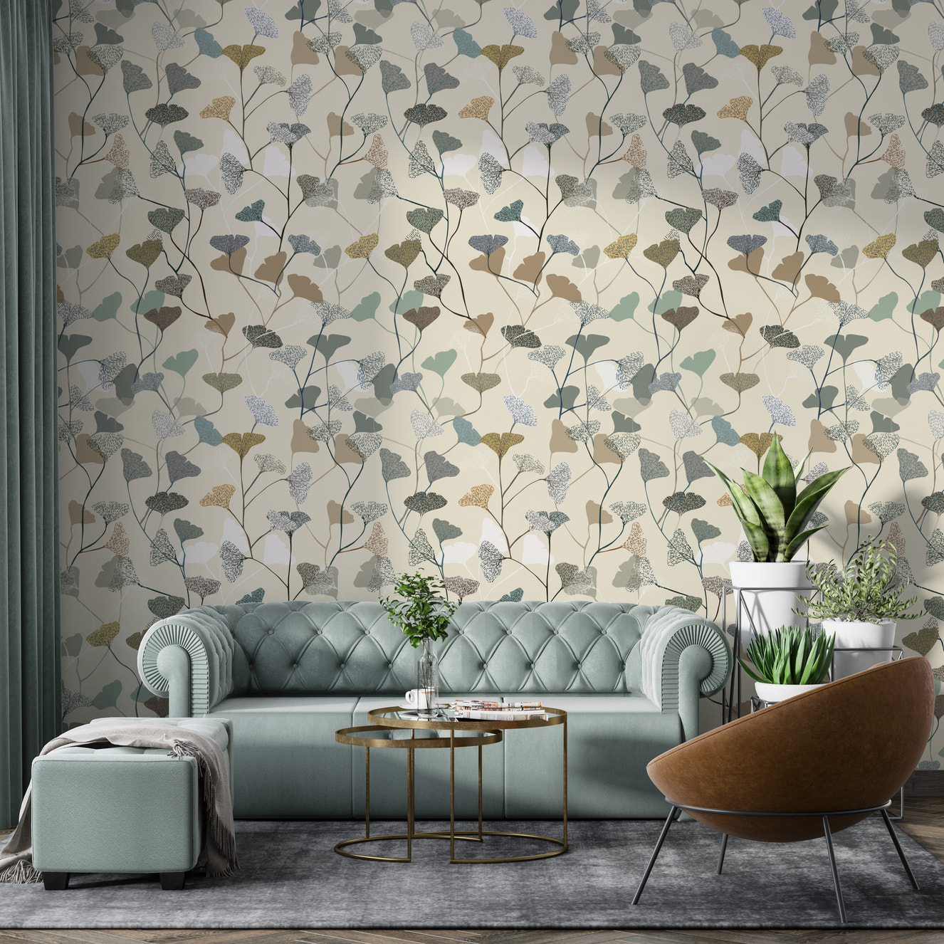 Ginkgo Leaves Pattern Wallpaper Mural
