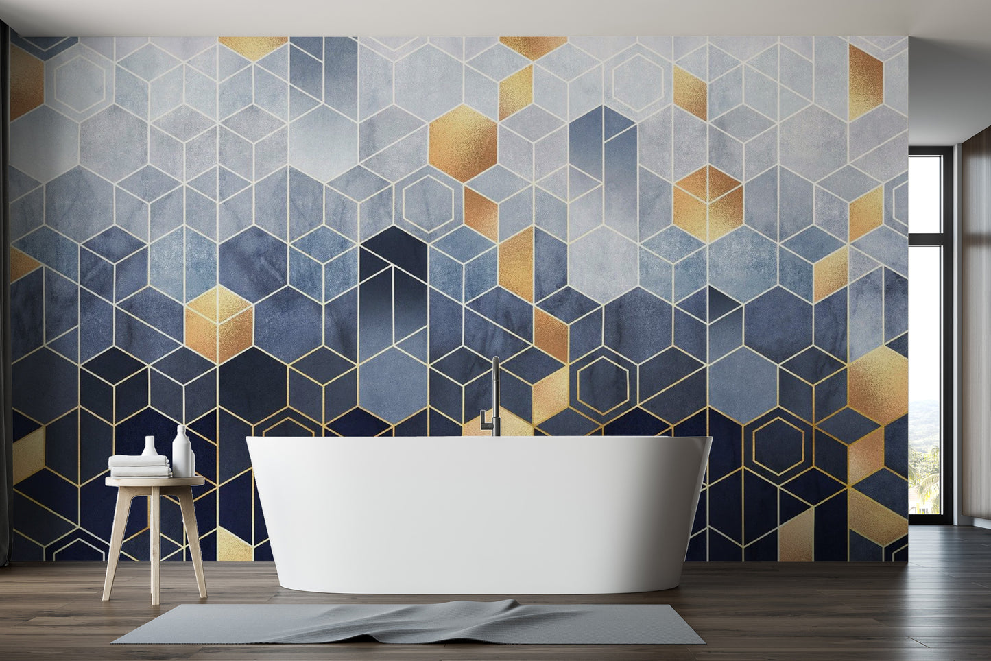 Hexagonal Ombre Gold Wallpaper Mural