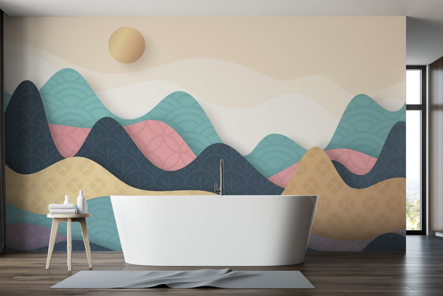 Colorful Wavy Mountains Wallpaper Murals