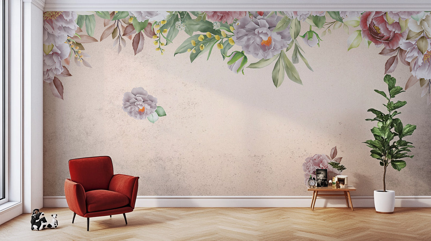 Blush Peony Paradise Mural for timeless beauty