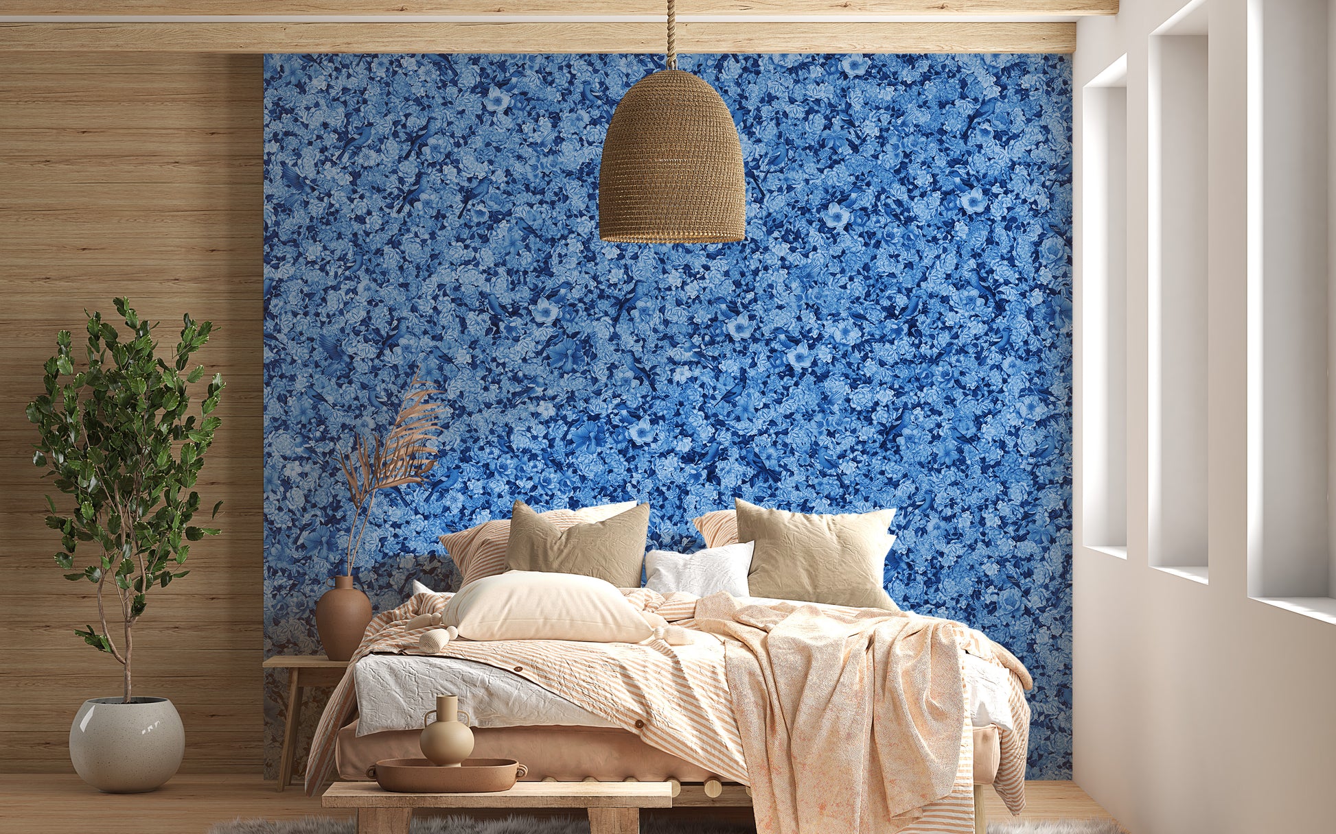 Charming floral bird wall design
