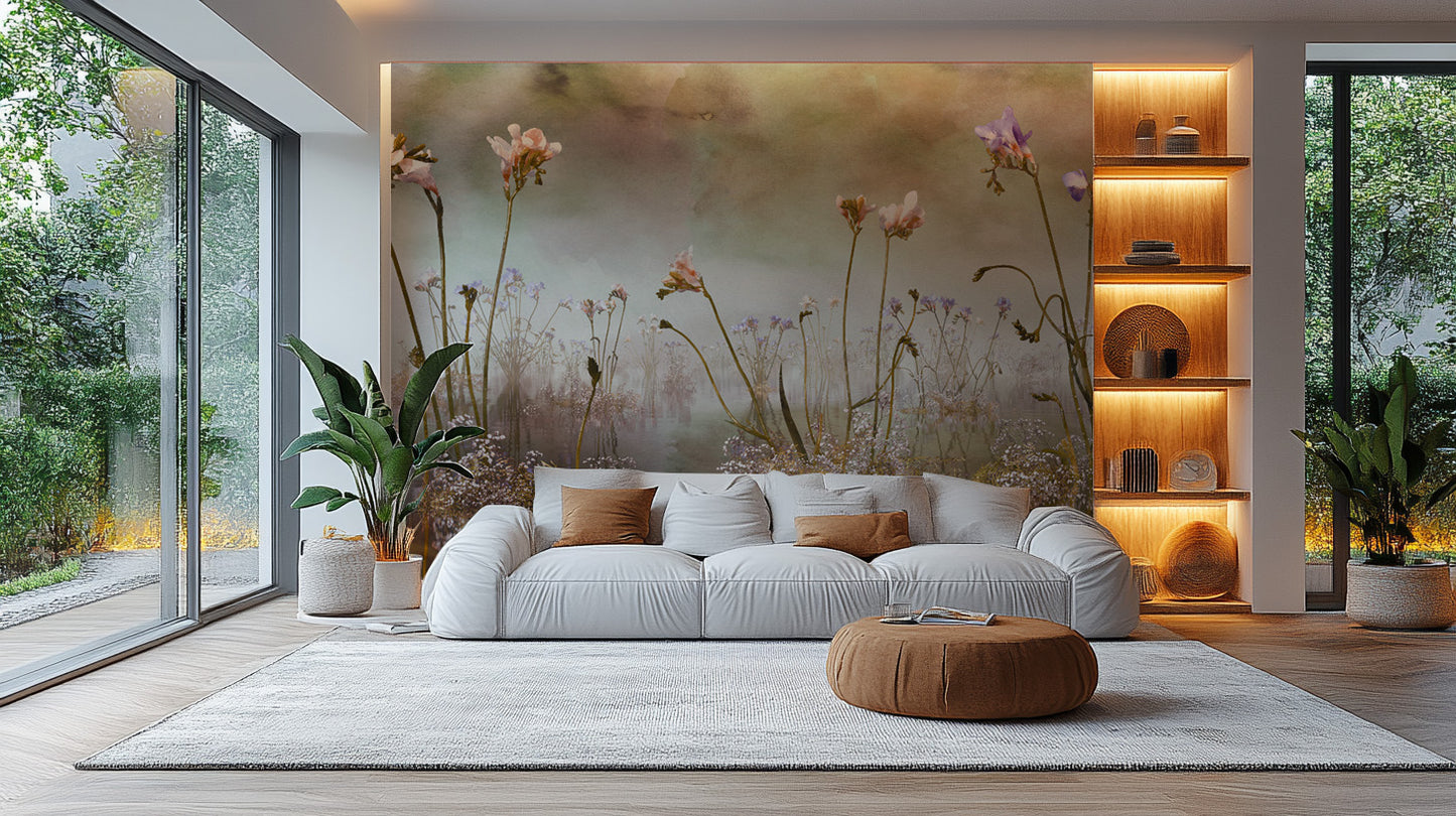 Colorful Freesia Floral Watercolor Wallpaper Murals