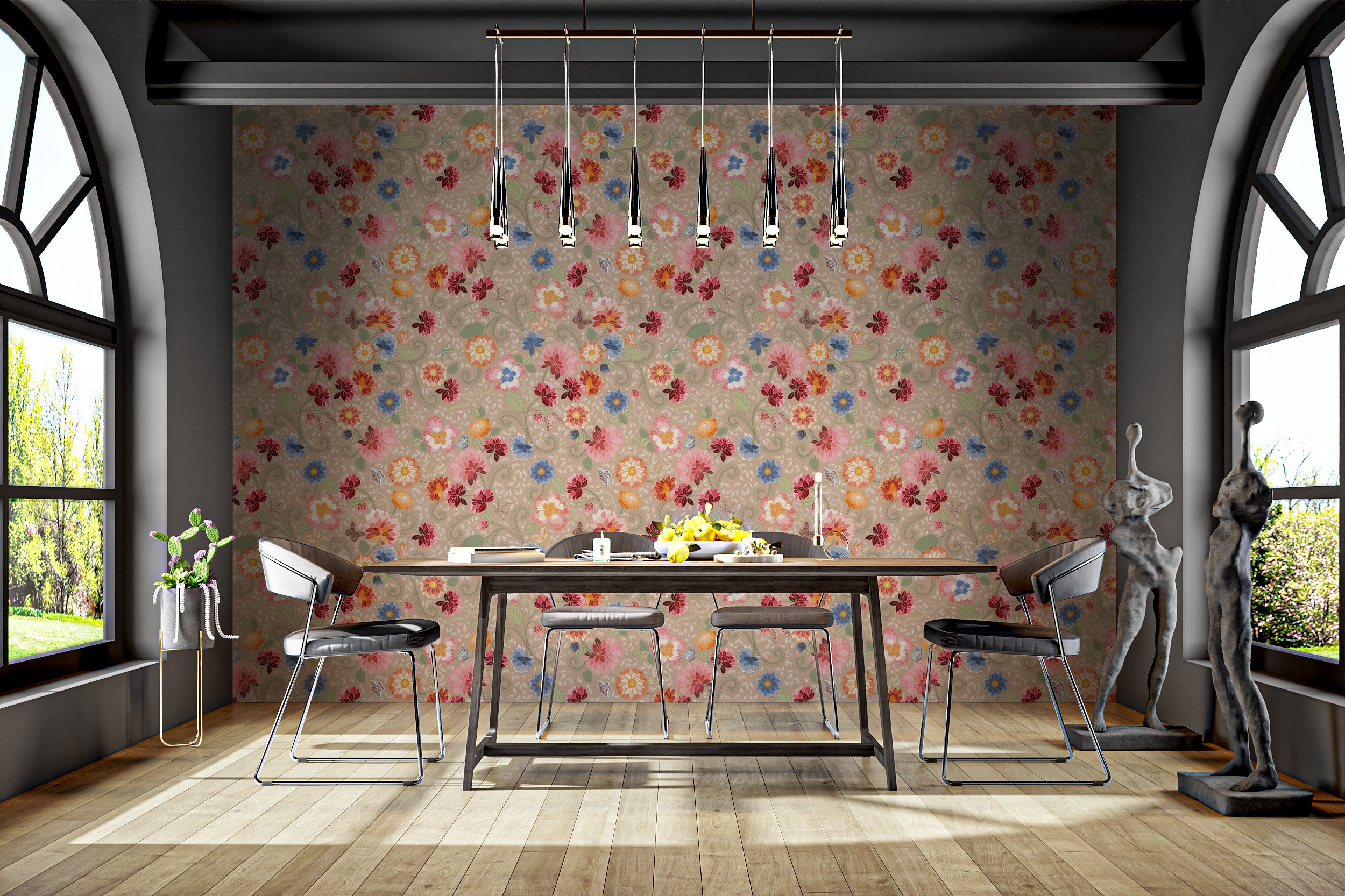 Artistic petals wallpaper for cozy interiors