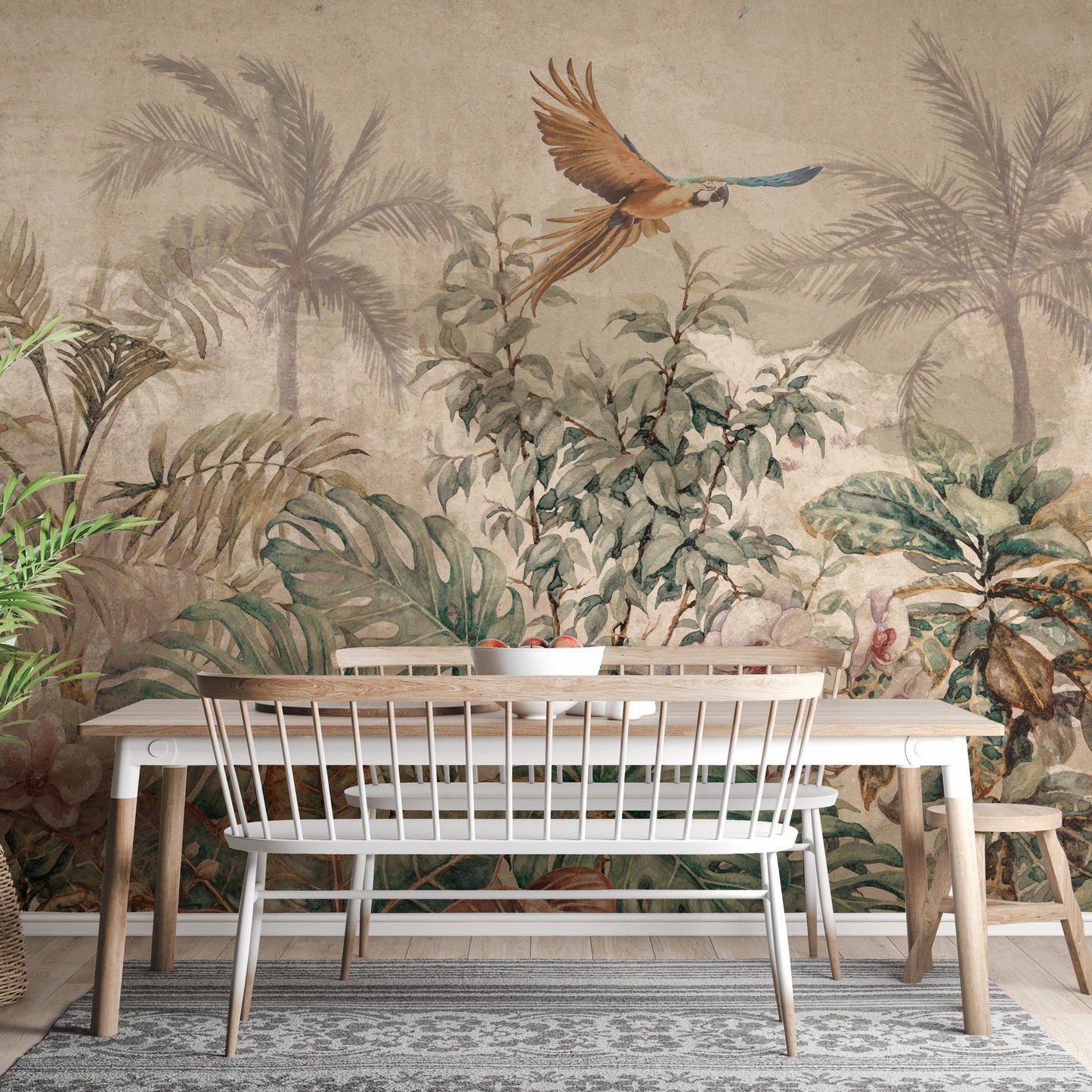 Sepia Colored Tropical Forest Wallpaper Murals