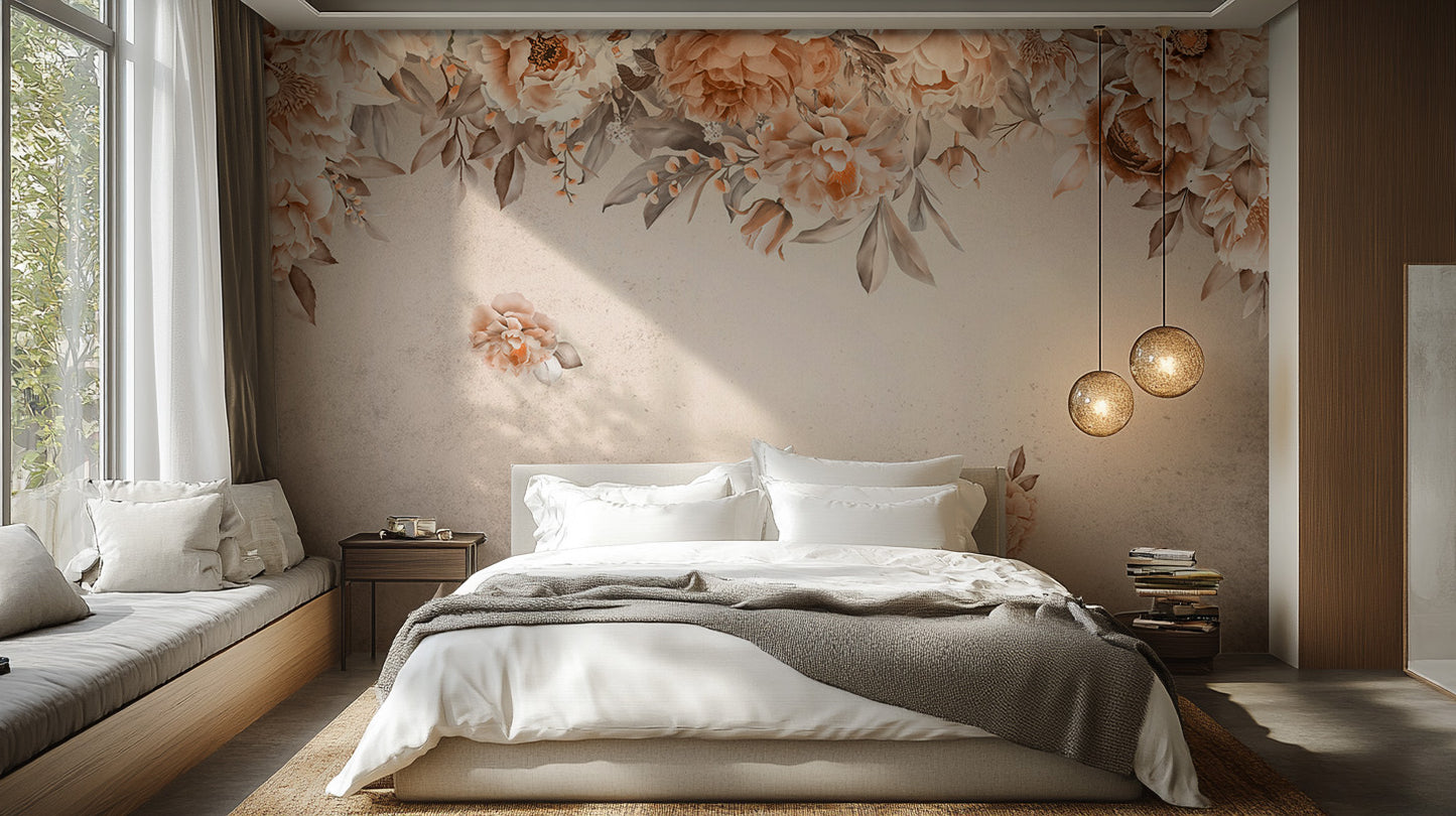 Peach Blossom Elegance Mural for fresh spaces