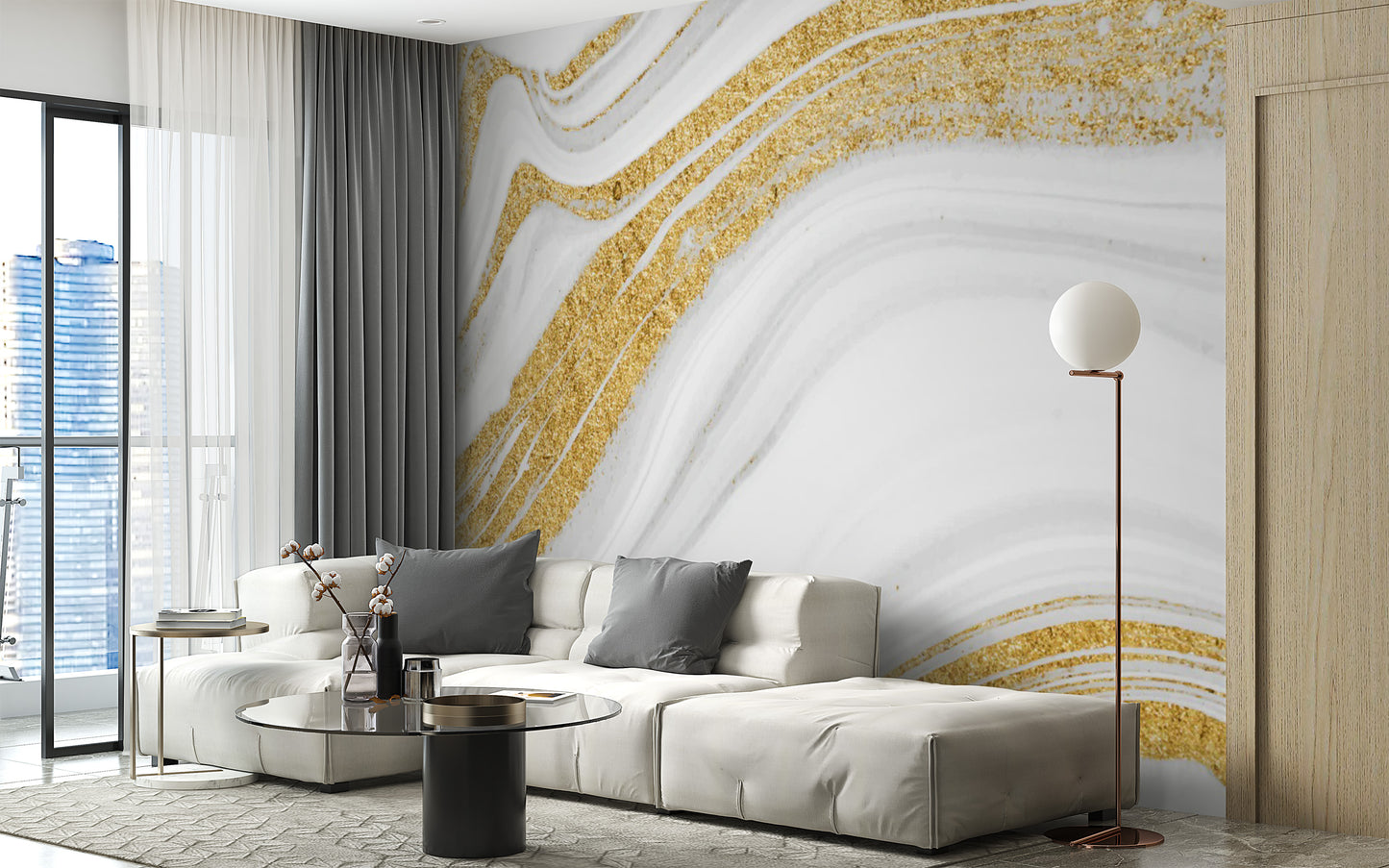 White Gold Marble Wallpaper Mural