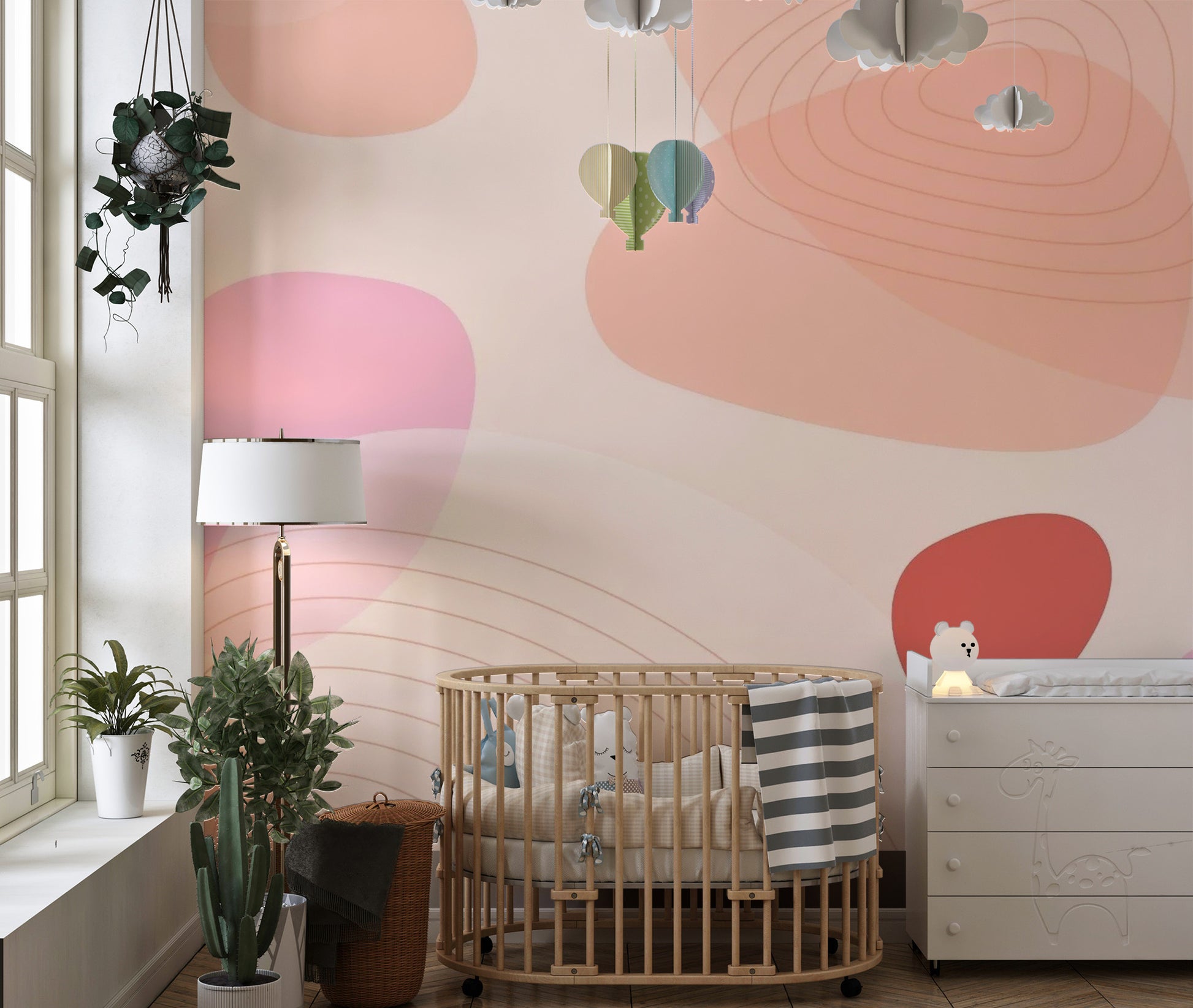 Minimalist Peach Pink Wall Mural
